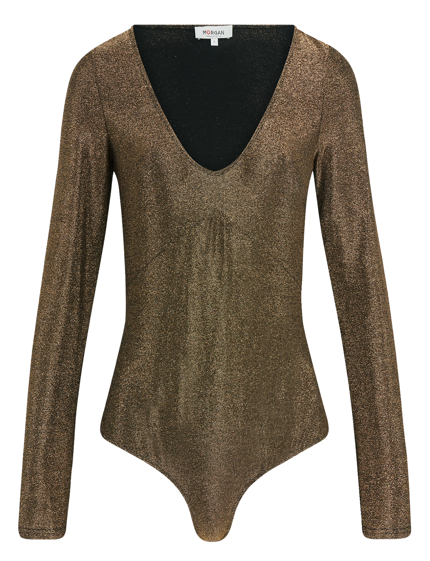 Fitted long-sleeve bodysuit with sequins. MORGAN Golden