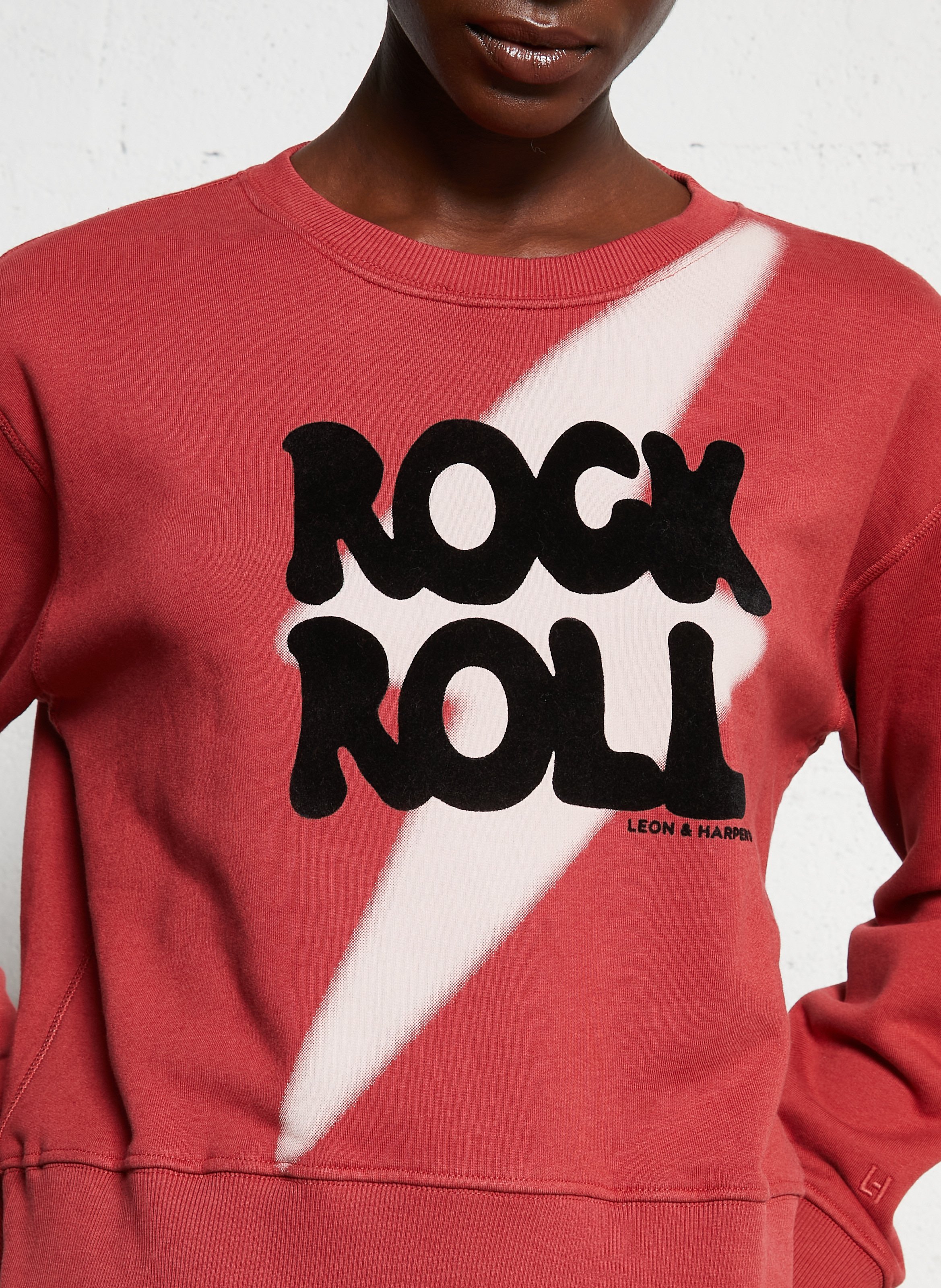 Rechte sweater met ronde hals en zeefdruk LEON & HARPER Rood