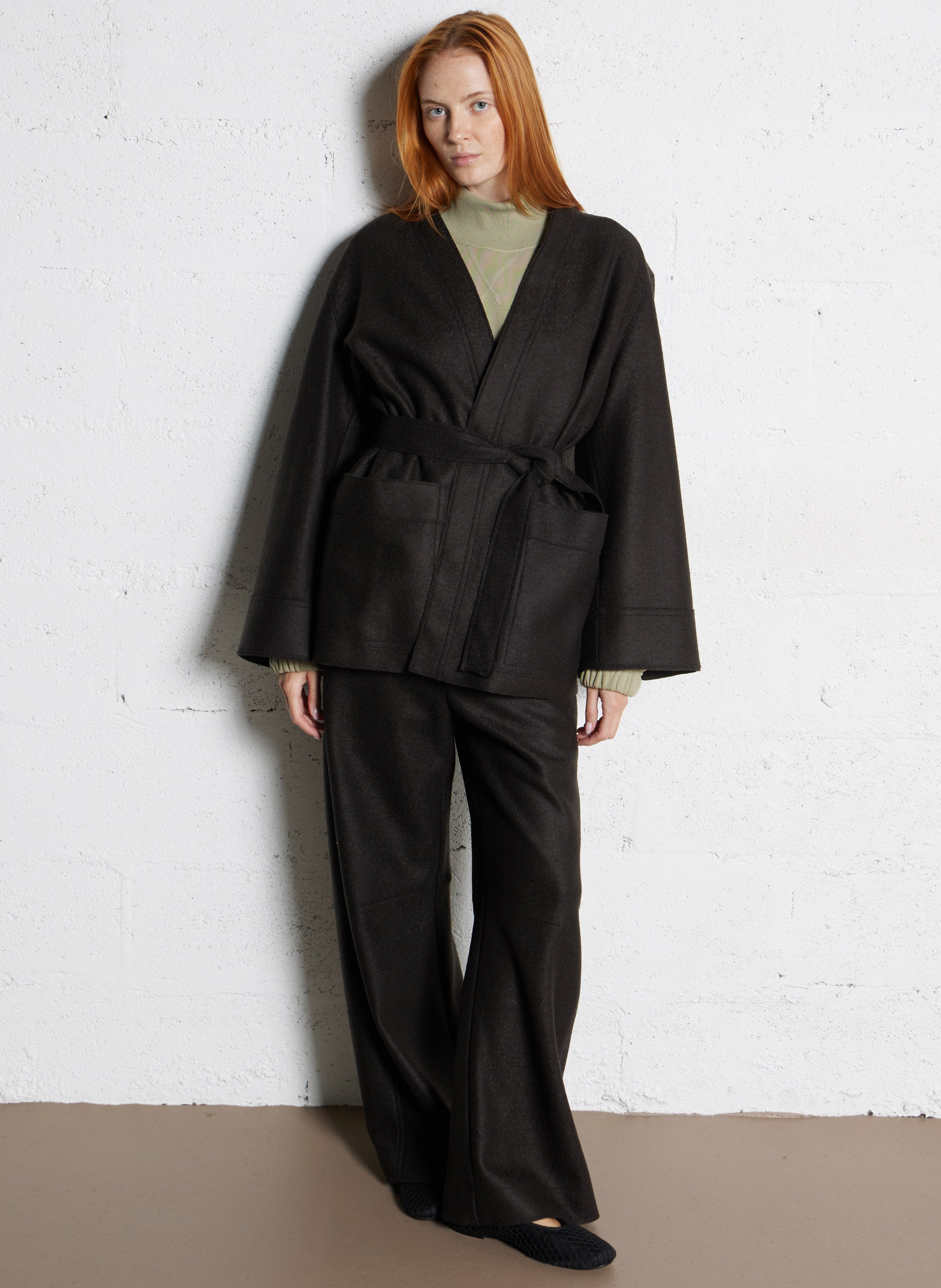 Straight organic cotton high neck sweatshirt SOEUR Grey