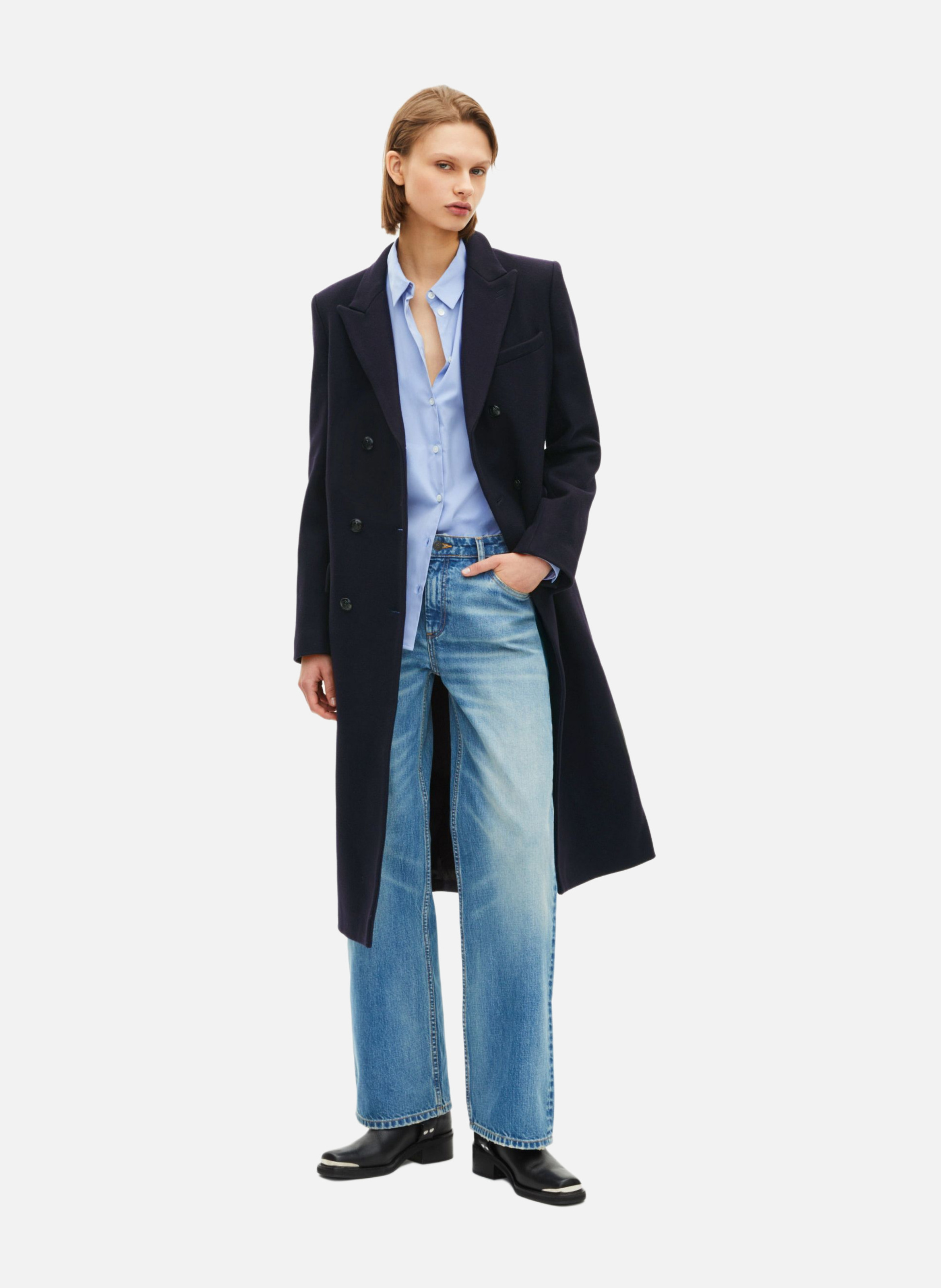 Manteau long croisé THE KOOPLES Bleu