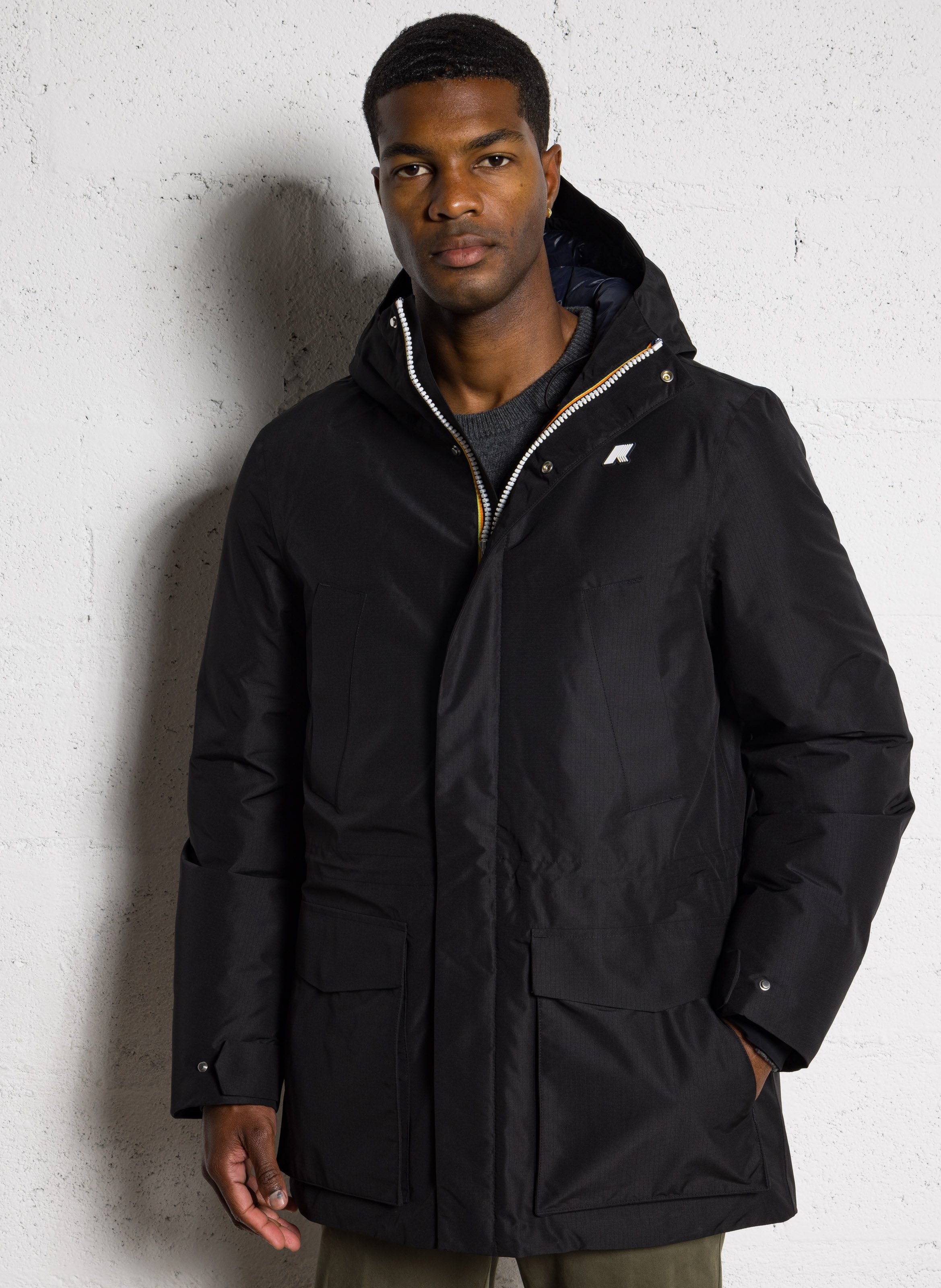 Manteau col montant K-WAY Noir