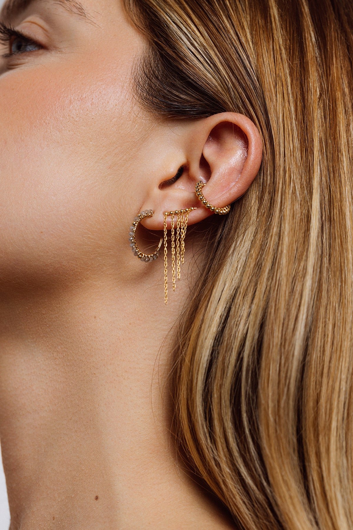 Medium Frida hoops - labradorite YAY Golden