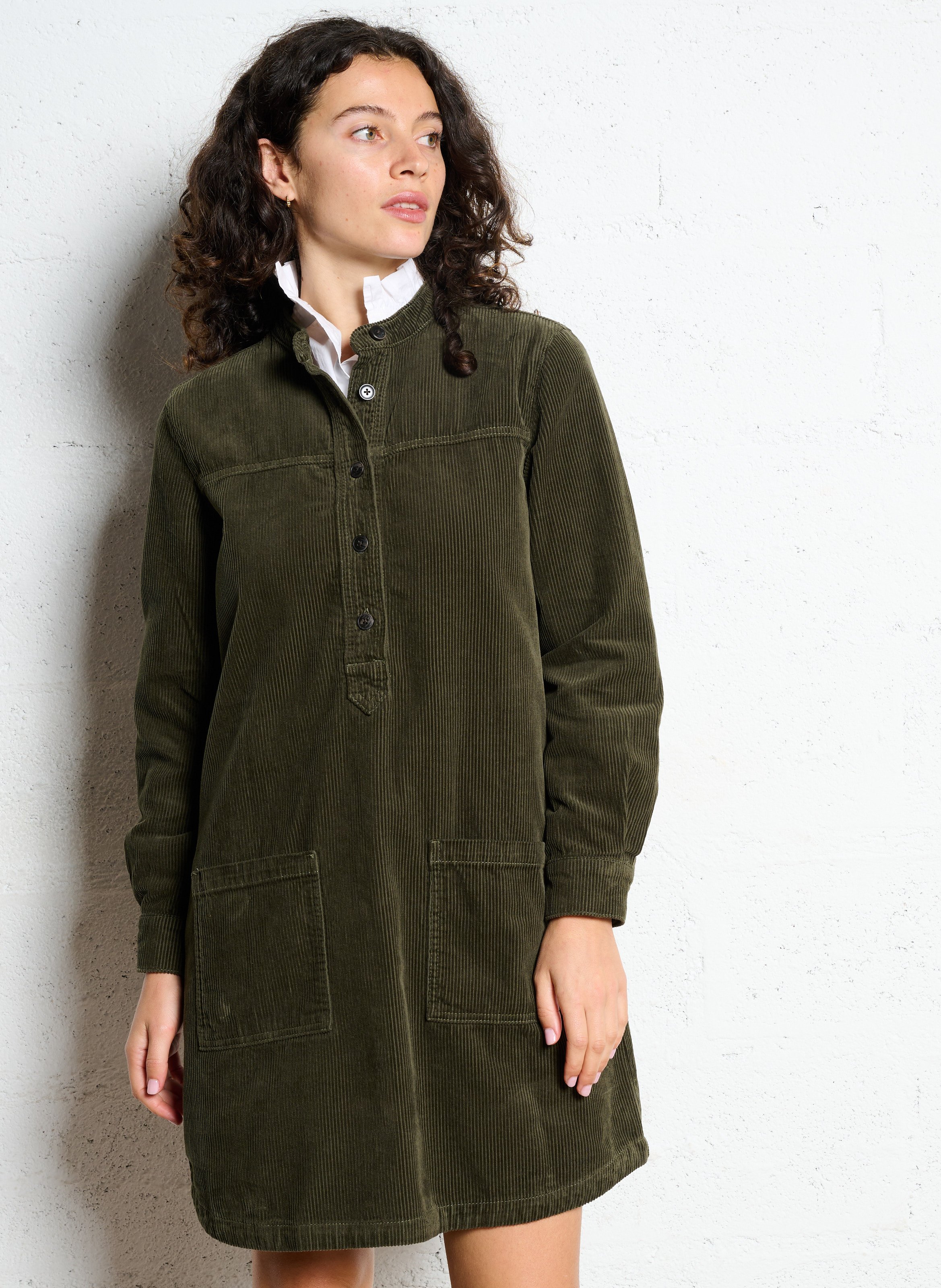 Short straight cotton dress MAISON 123 Khaki