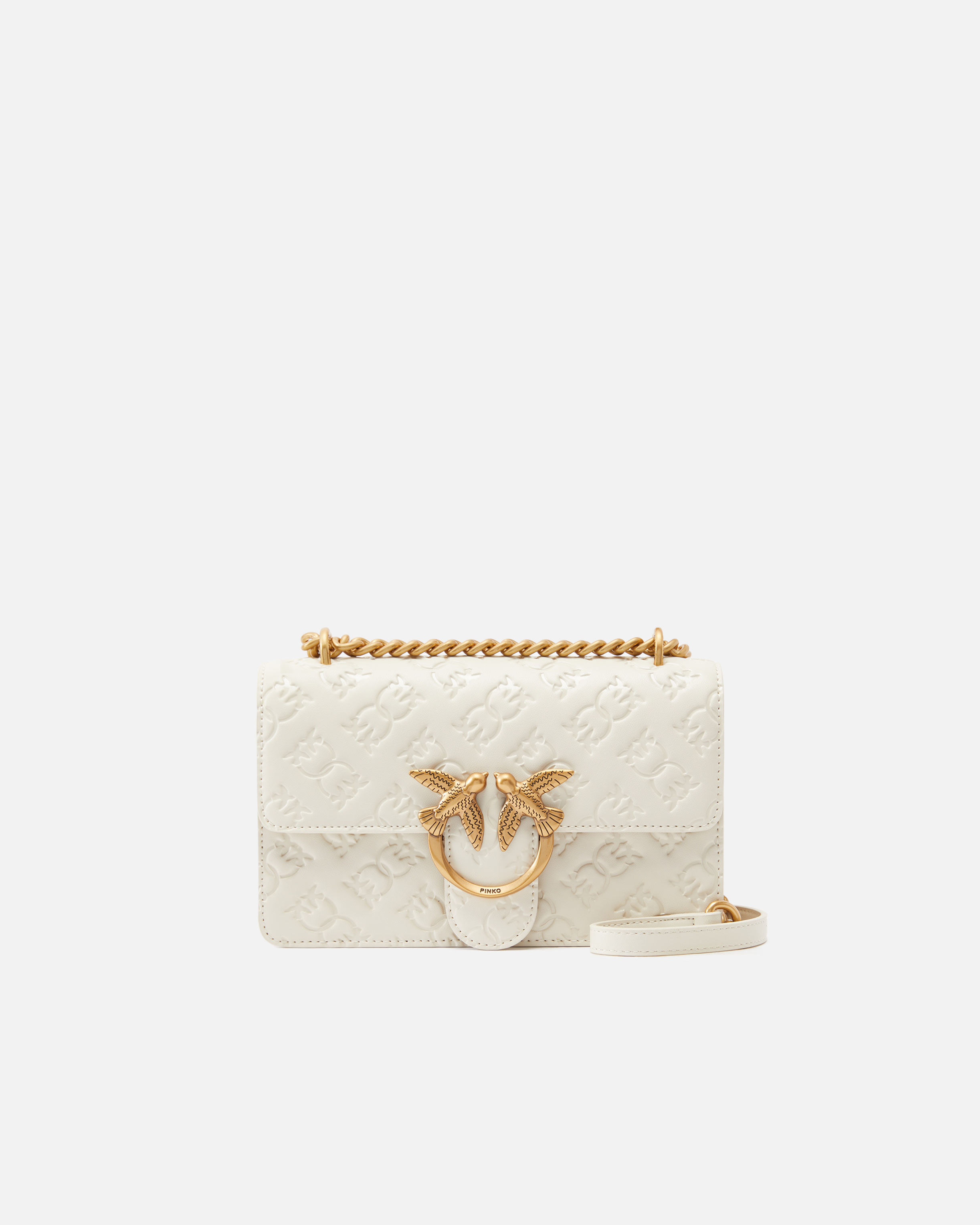 Mini shoulder bag with embossed logo love bag PINKO White