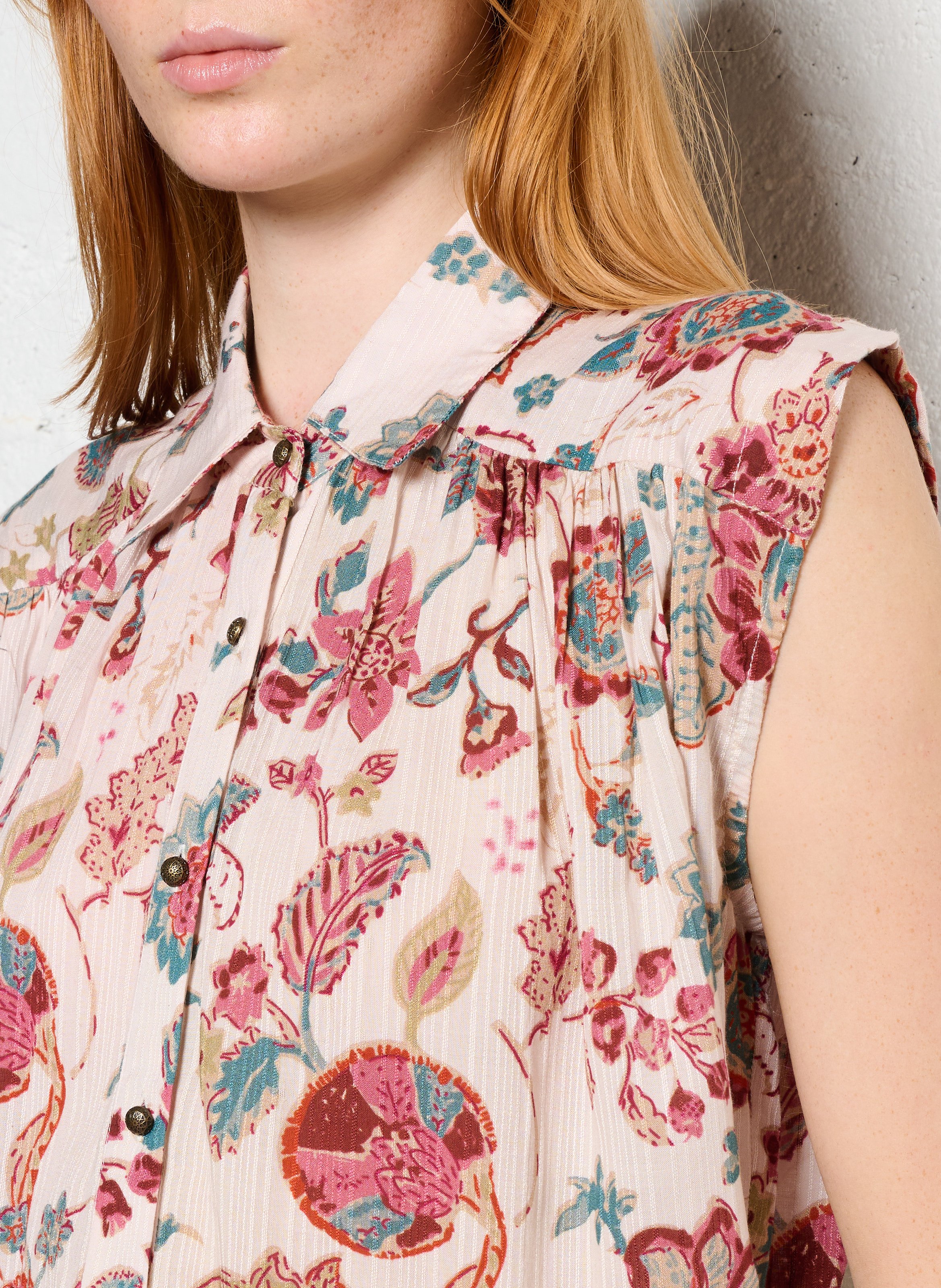 Straight printed shirt with classic collar MAISON HOTEL Pink