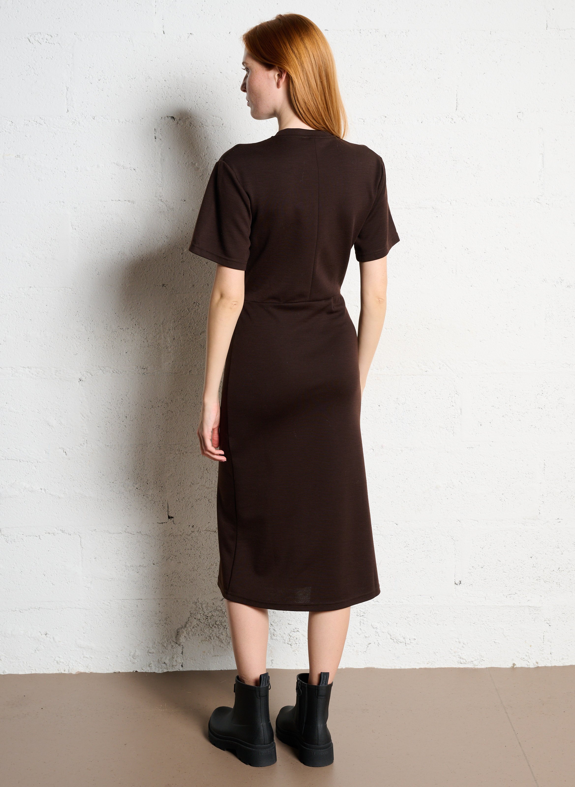 Round-neck knit midi dress SESSUN Brown