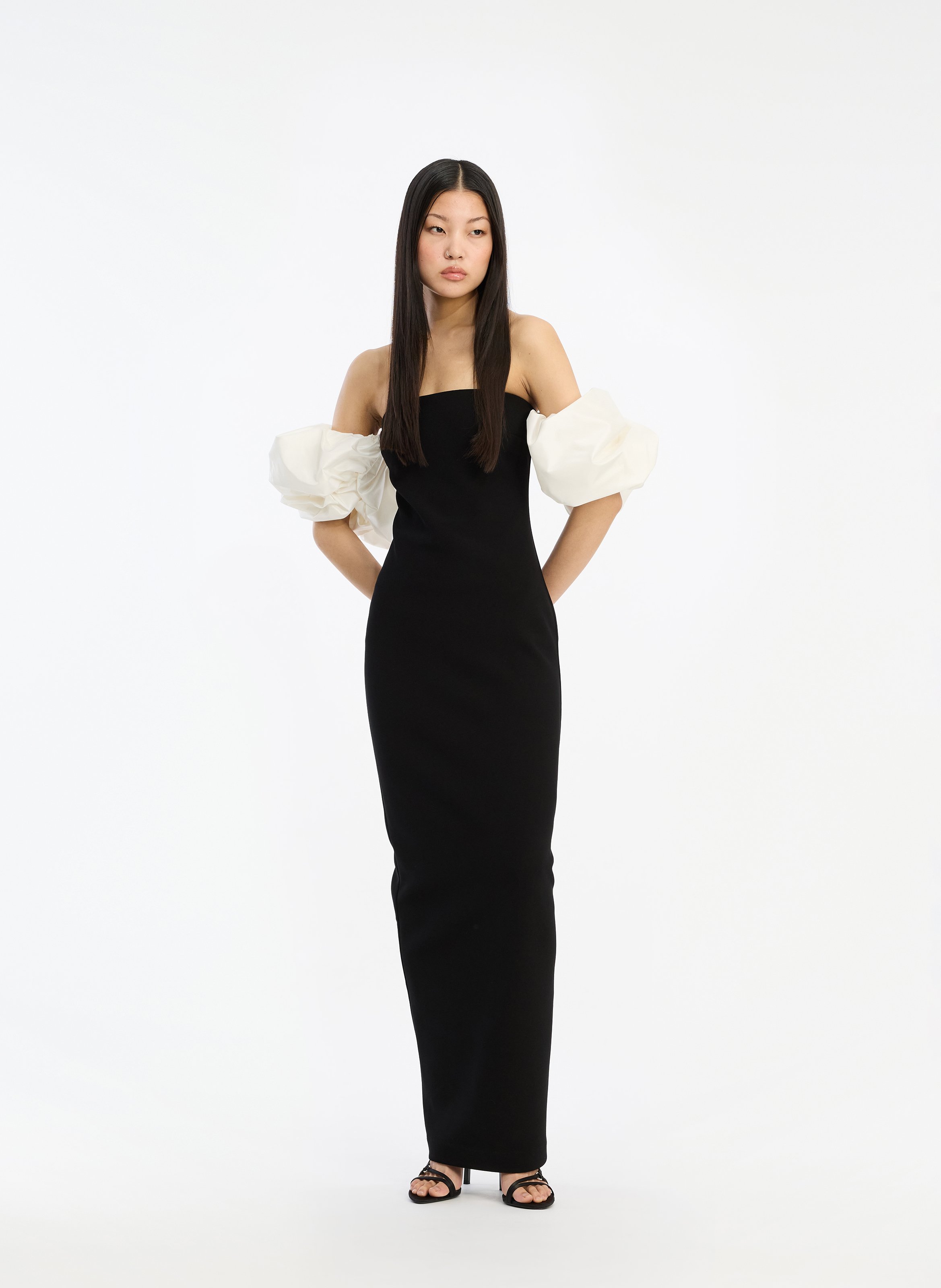 Long dress with puff sleeves ROTATE Black