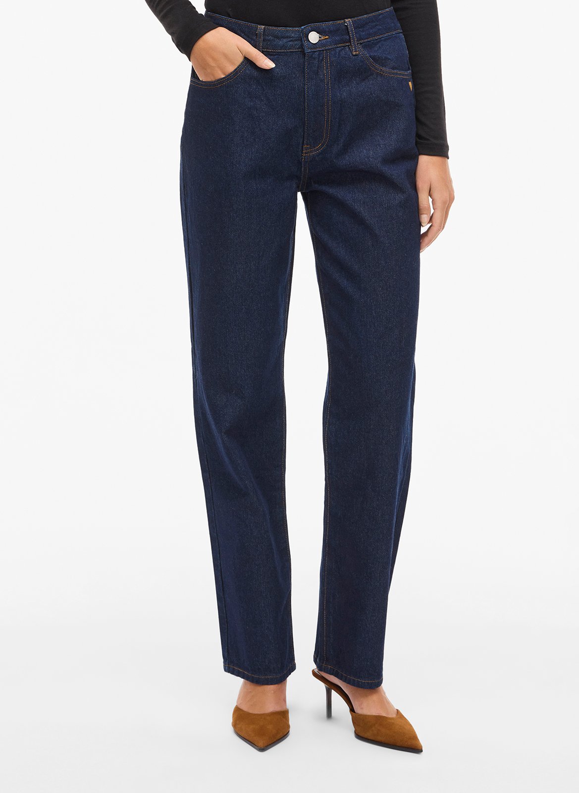 Cotton straight jeans VILA Blue