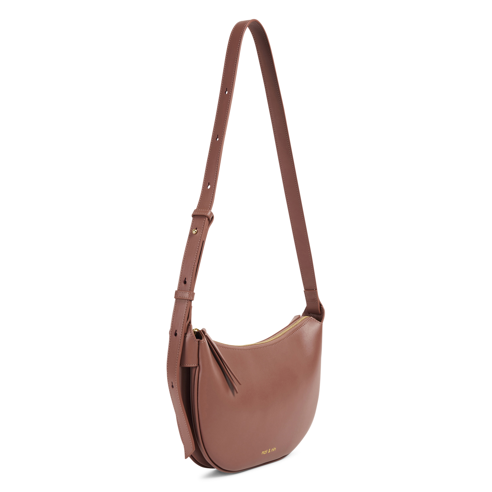 Halfronde leren draagtas NAT & NIN Roze
