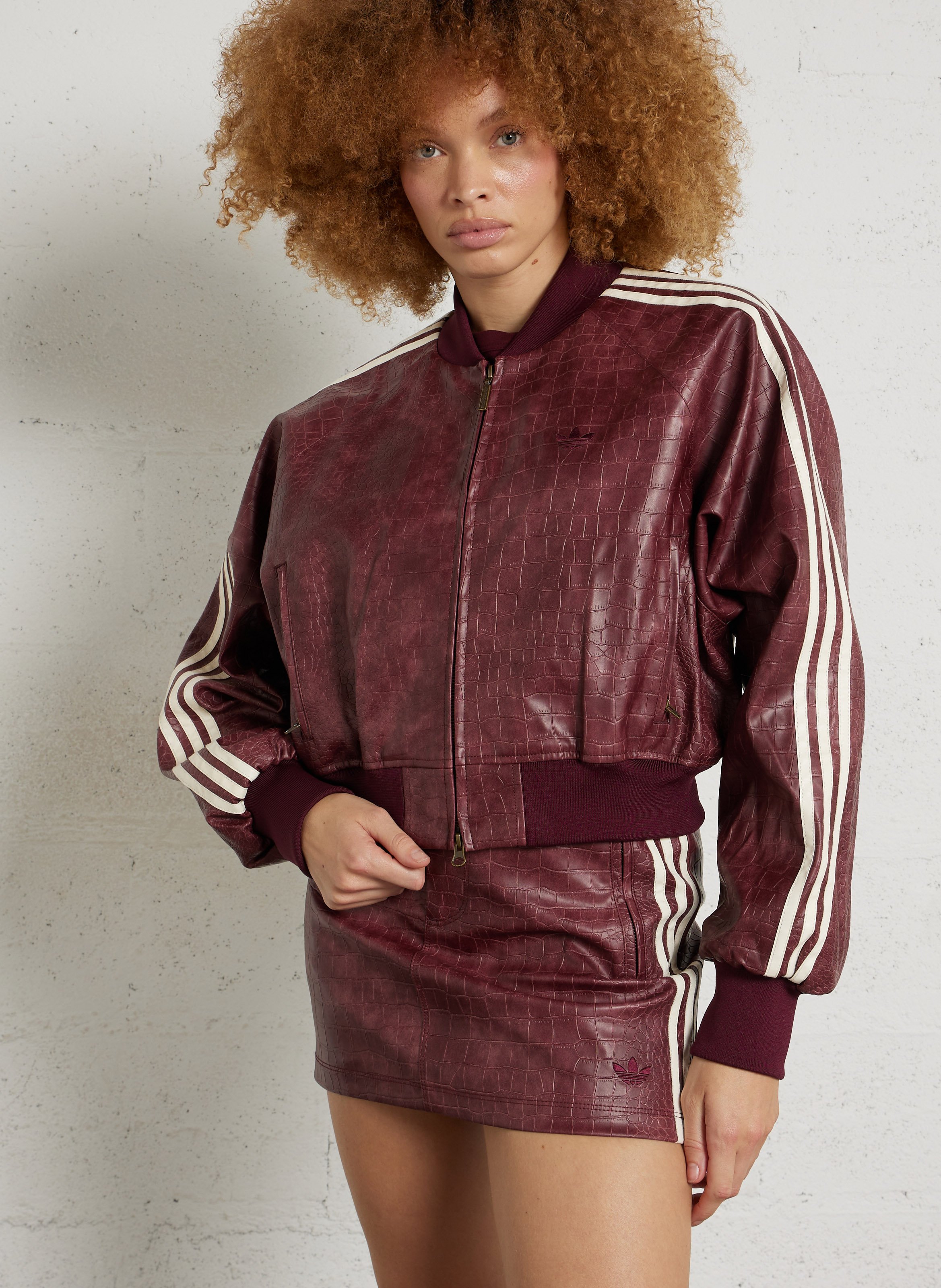 Rechte jas met ronde kraag en krokodillenleer reliëf ADIDAS Rood