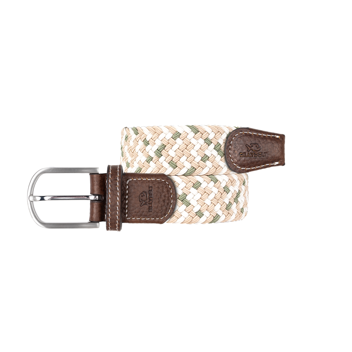 Multicolored braided elastic belt BILLYBELT Beige