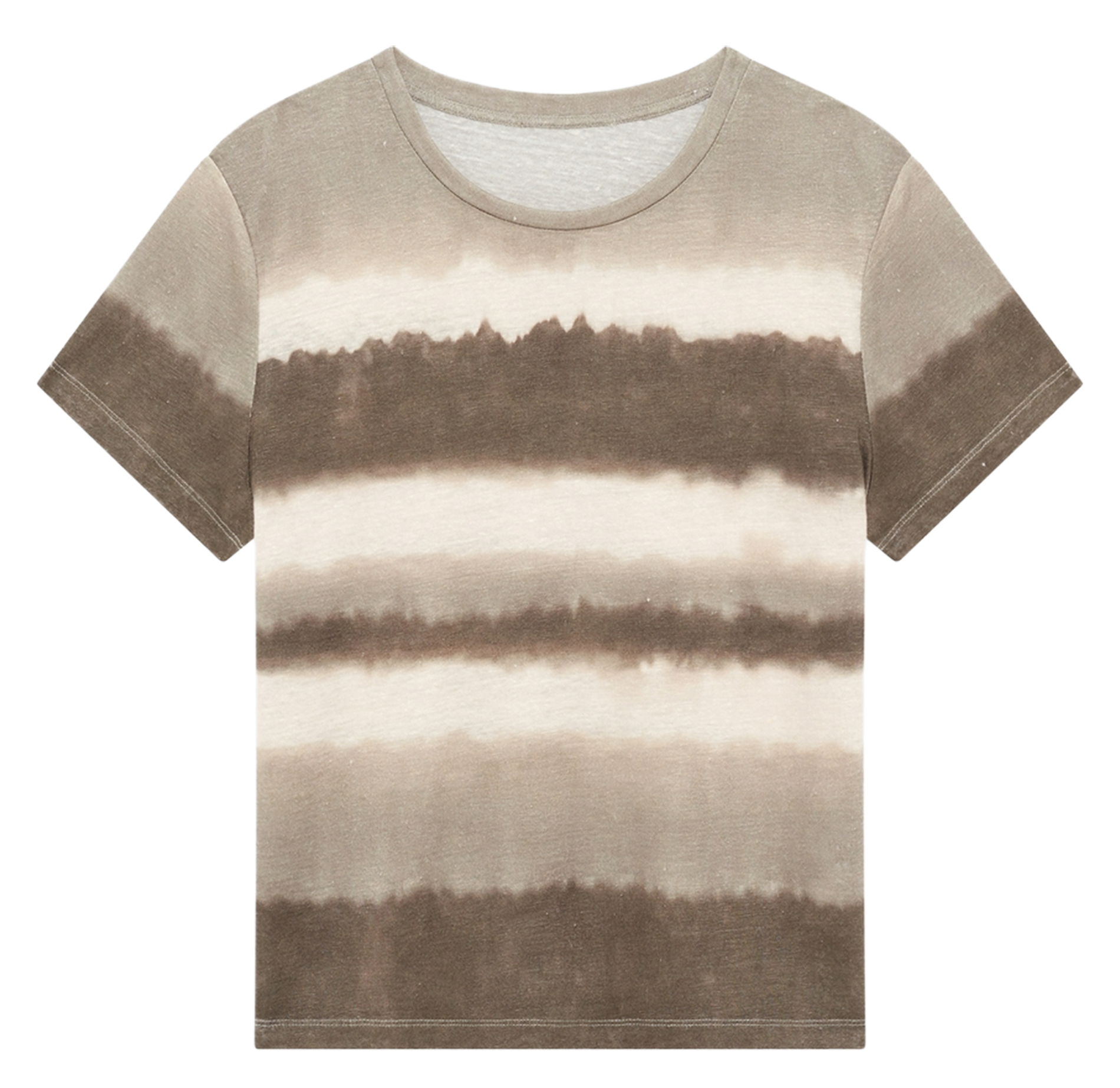 Tee-shirt droit col rond imprimé Tie&Dye en lin PABLO Vert