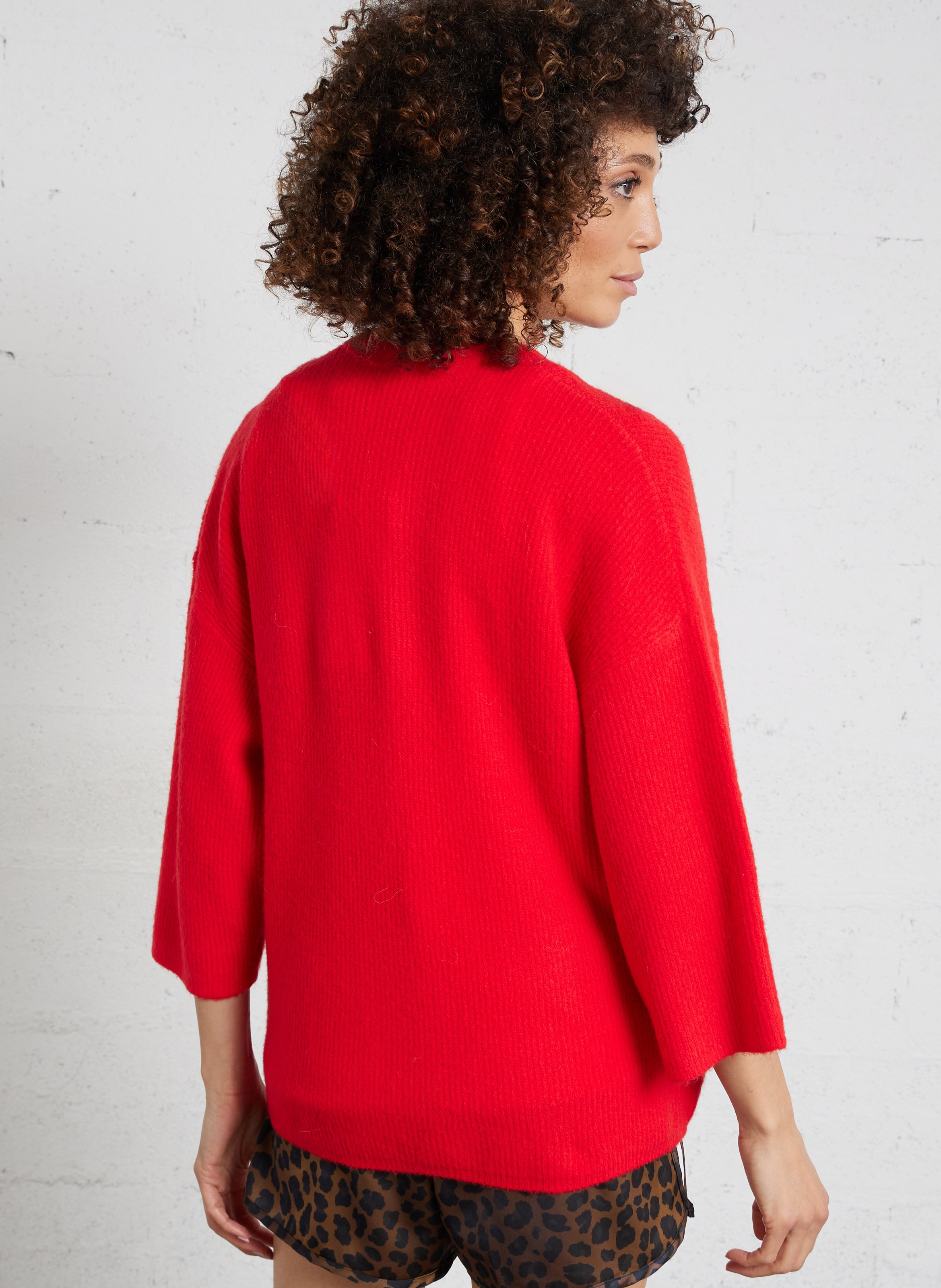 Gilet oversize col rond en maille AMERICAN VINTAGE Rouge