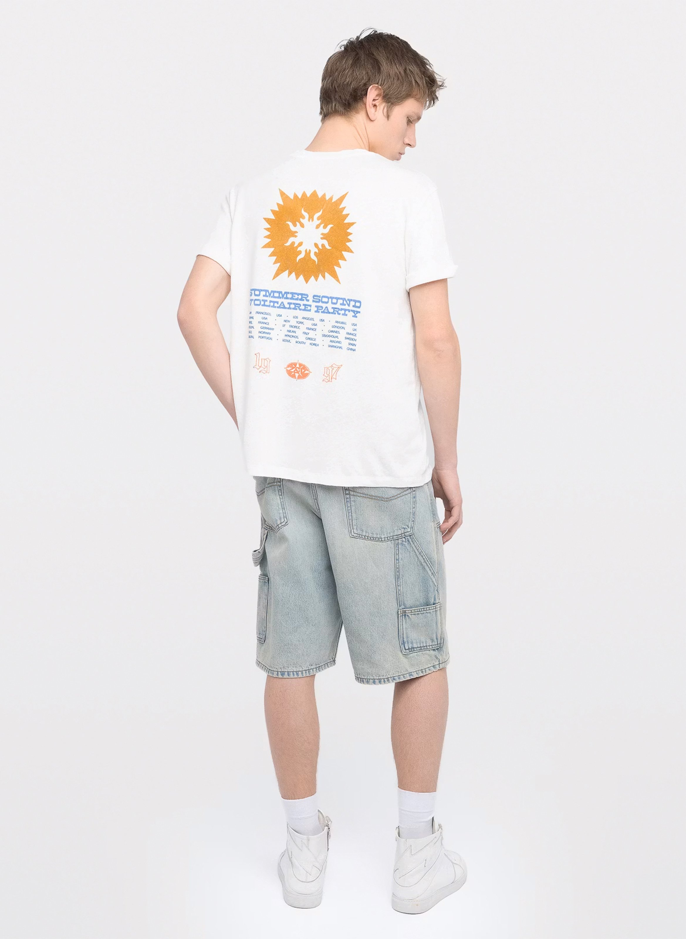 Tee-shirt droit col rond en coton et lin ZADIG&VOLTAIRE Blanc