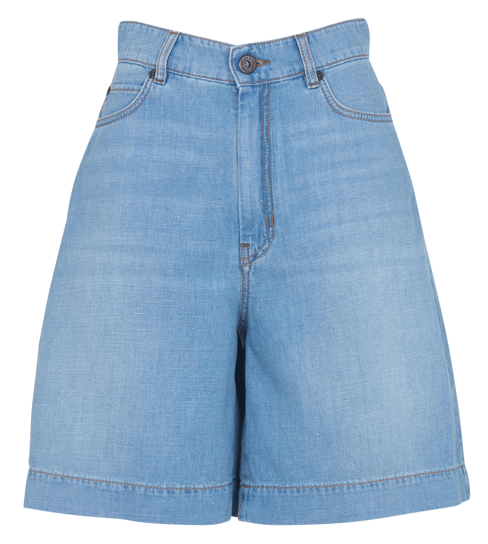 Straight cotton and linen shorts MAX MARA WEEK END Blue