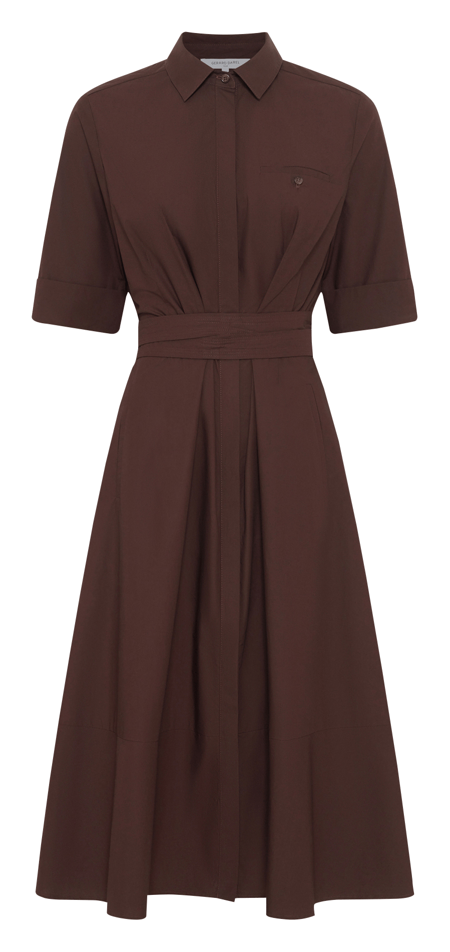 Solid belted midi dress GERARD DAREL Brown