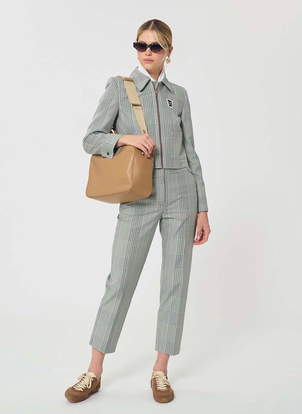 Veste courte droite imprimée TARA JARMON Vert