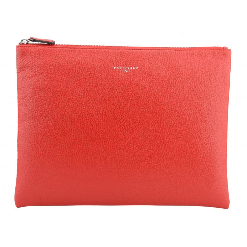 Calfskin leather shoulder bag Red