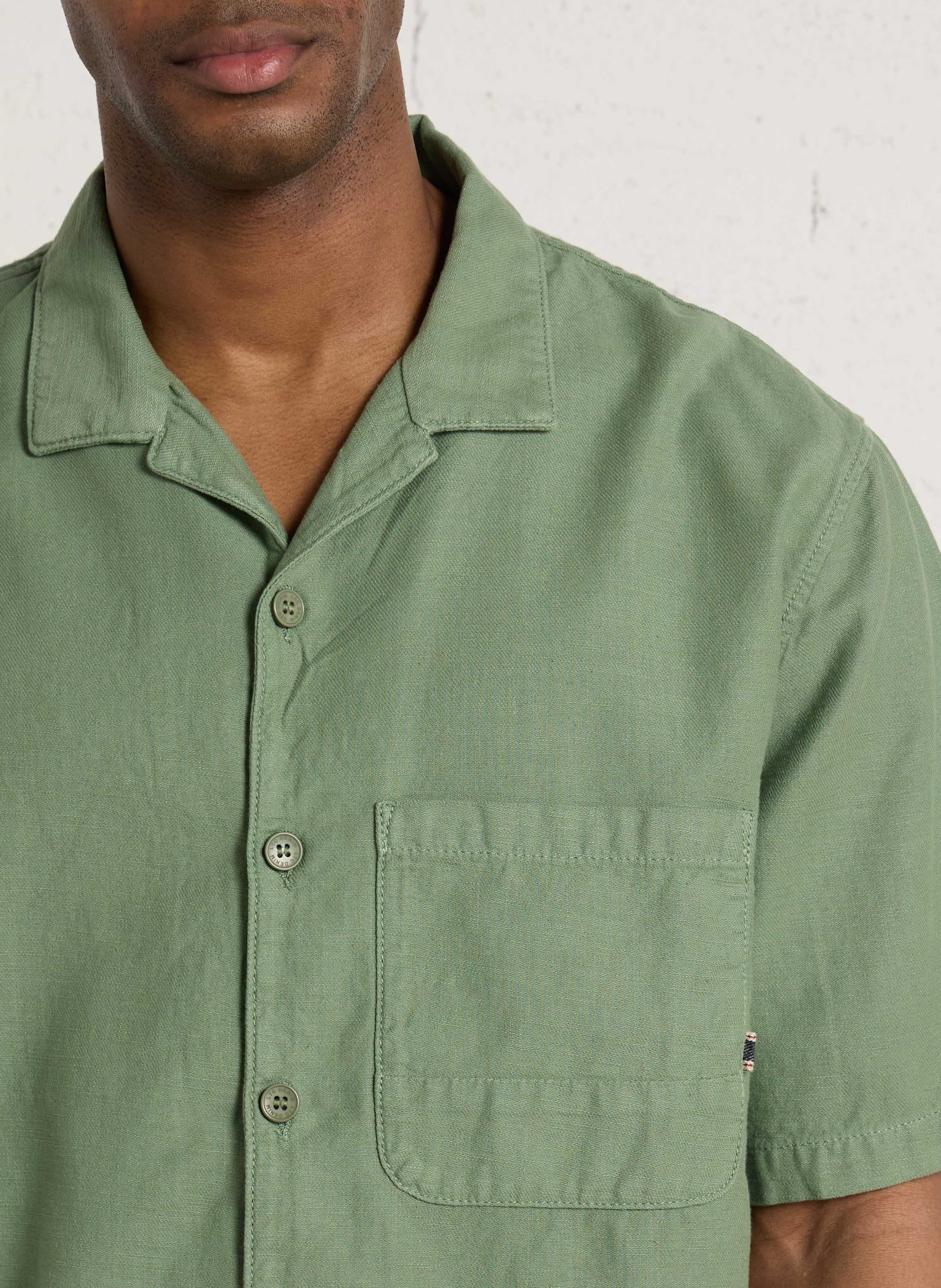 Chemise droite manches courtes en coton LE TEMPS DES CERISES Vert