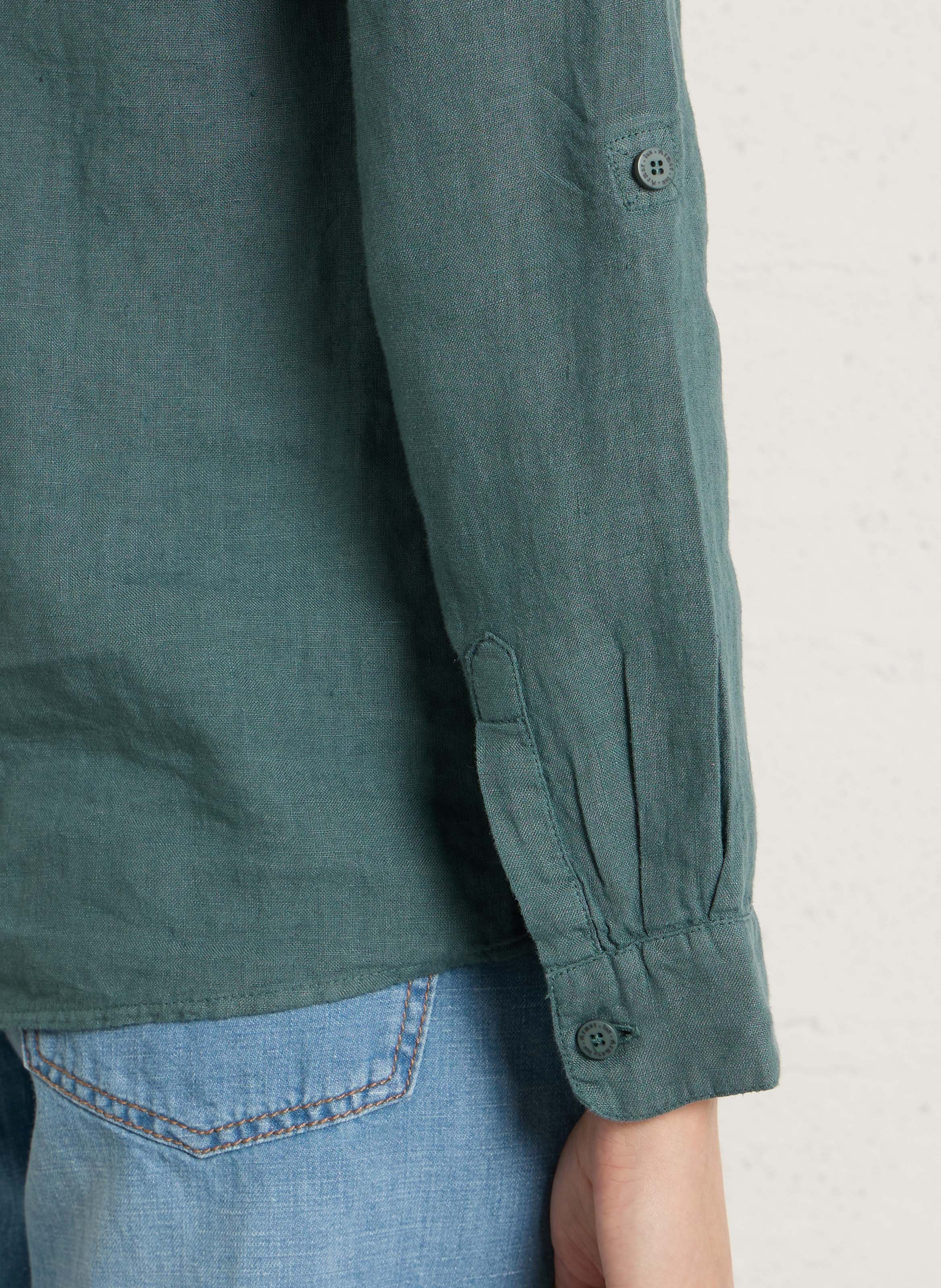 Straight V-neck linen shirt ARMOR LUX Green