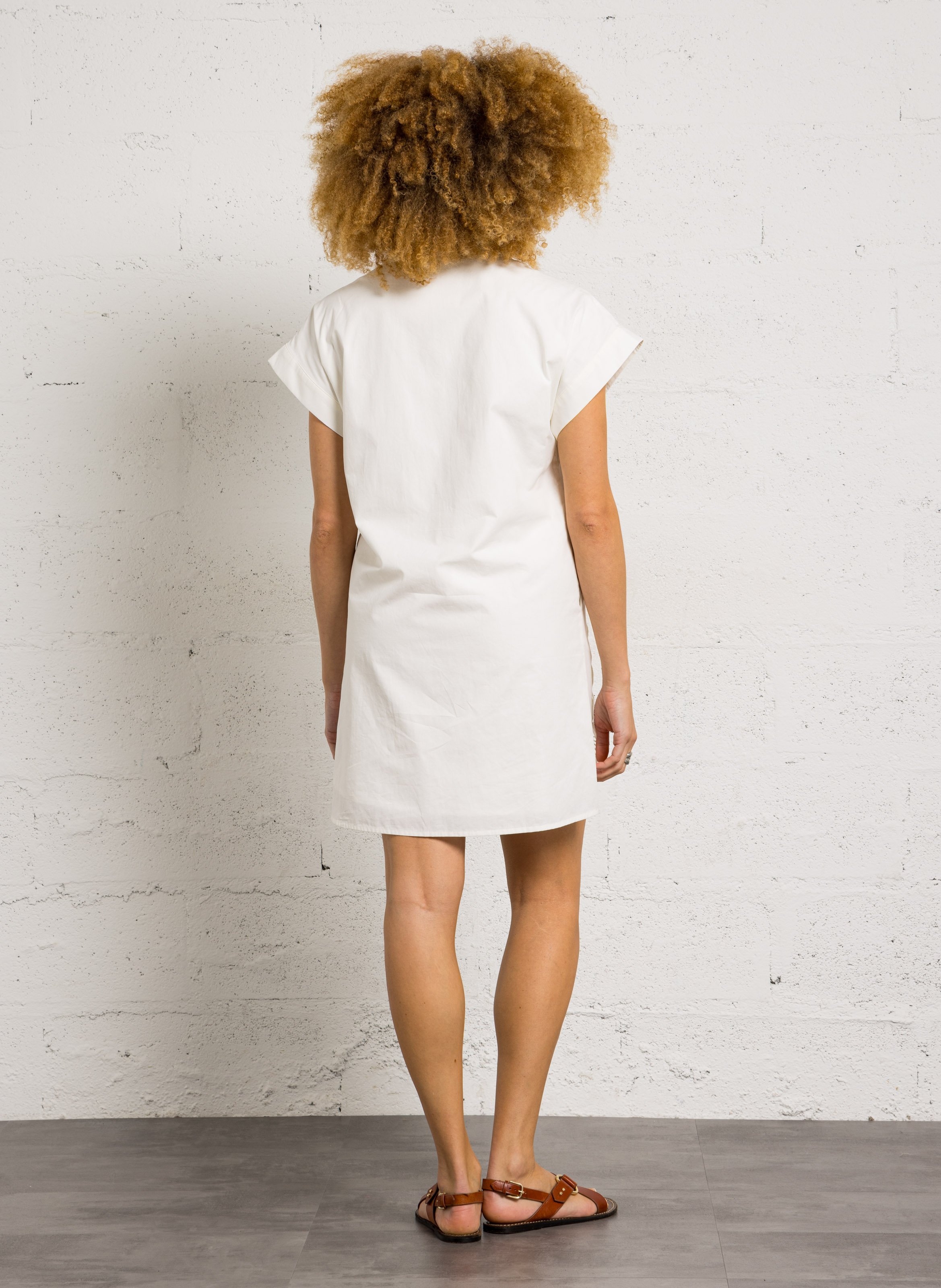 Robe courte brodée en coton SUNCOO Blanc