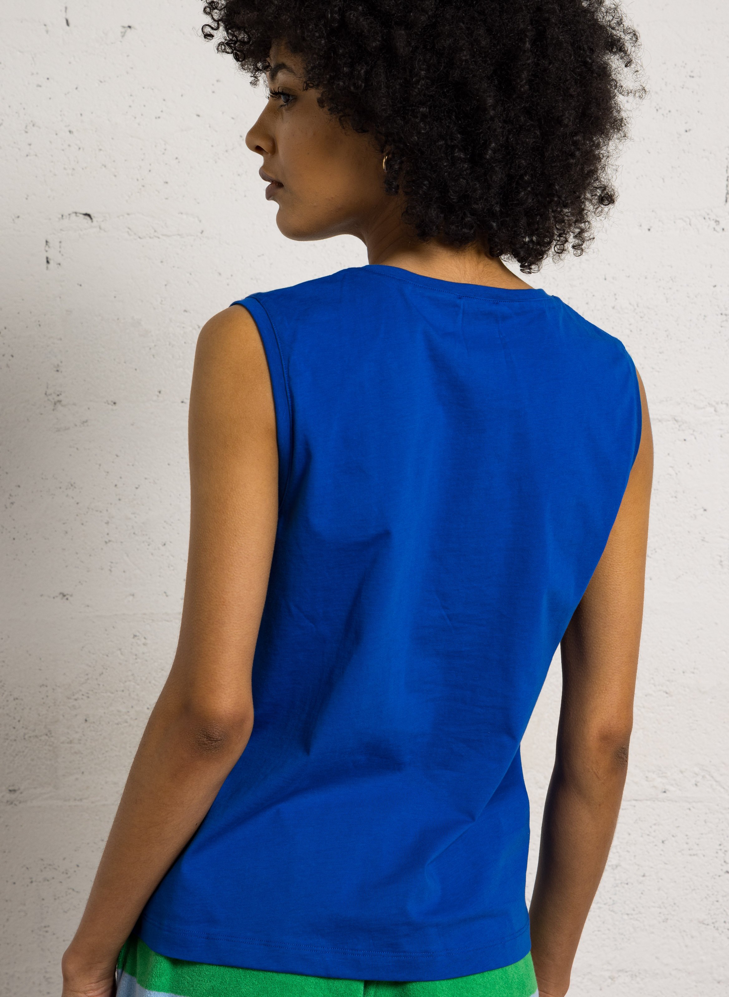 Blusa de algodón con cuello redondo Rojo