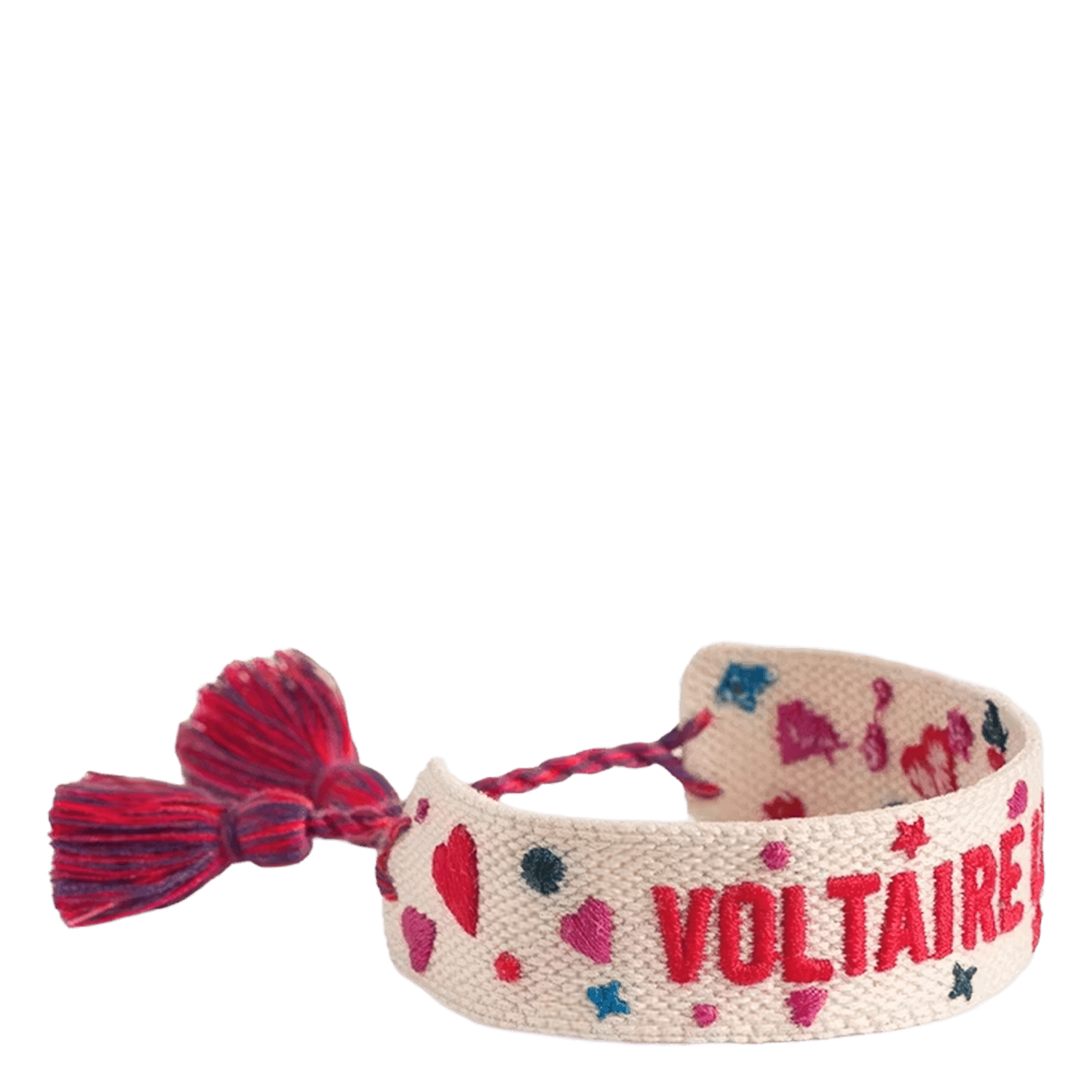Bracelet brodé ajustable en coton ZADIG&VOLTAIRE Blanc