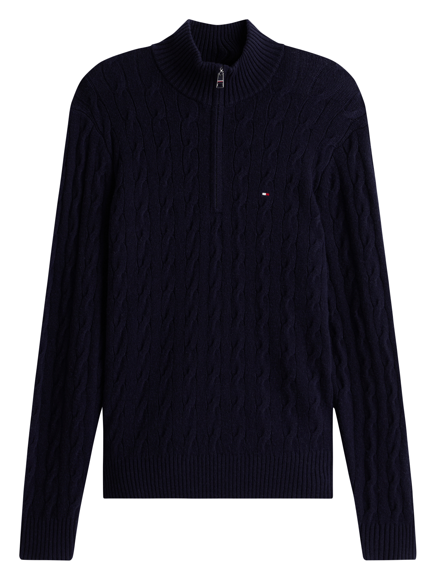 Wollpullover mit geflochtenem Stehkragen  Navy blue