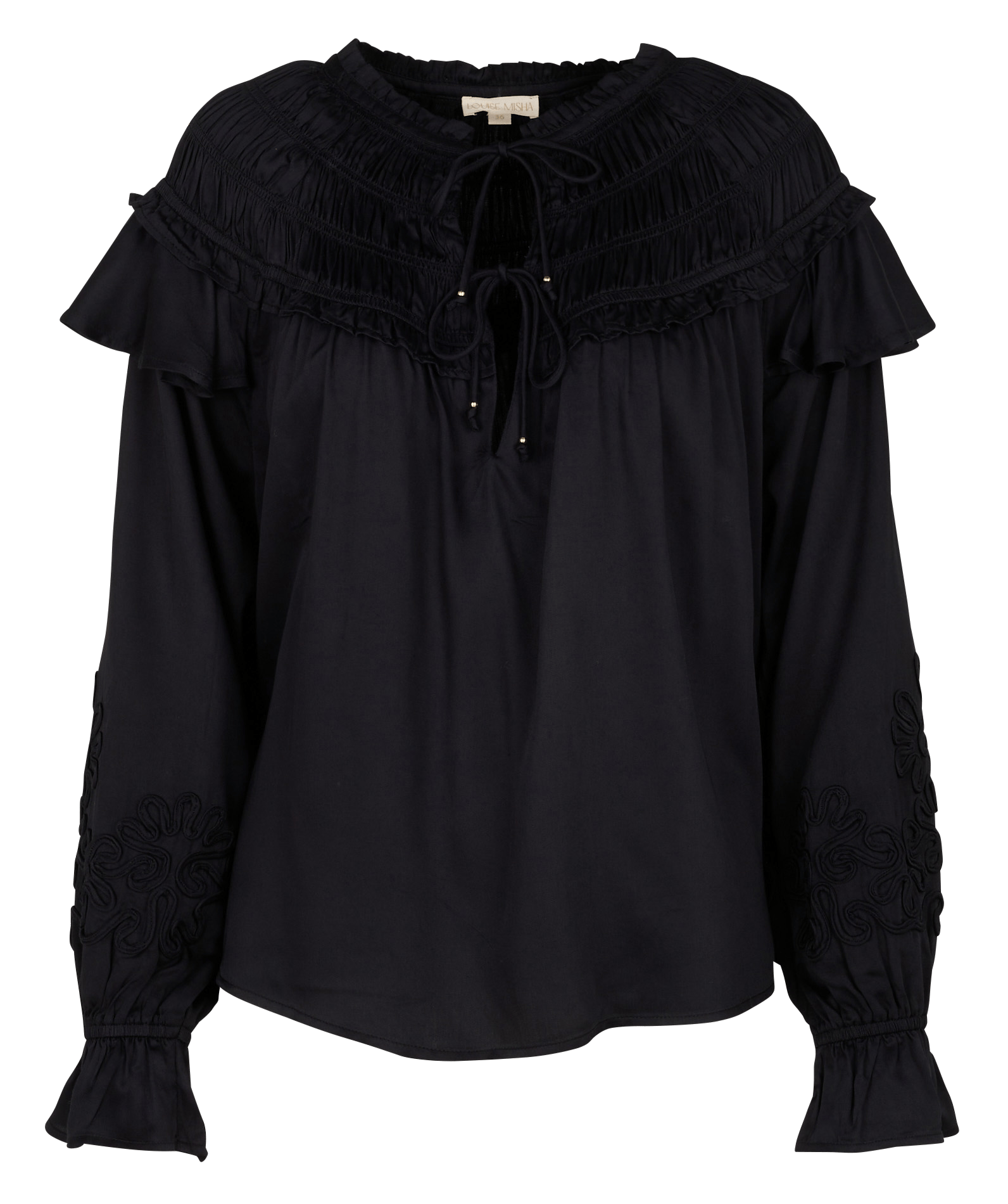 Oversized round neck satin top LOUISE MISHA Black