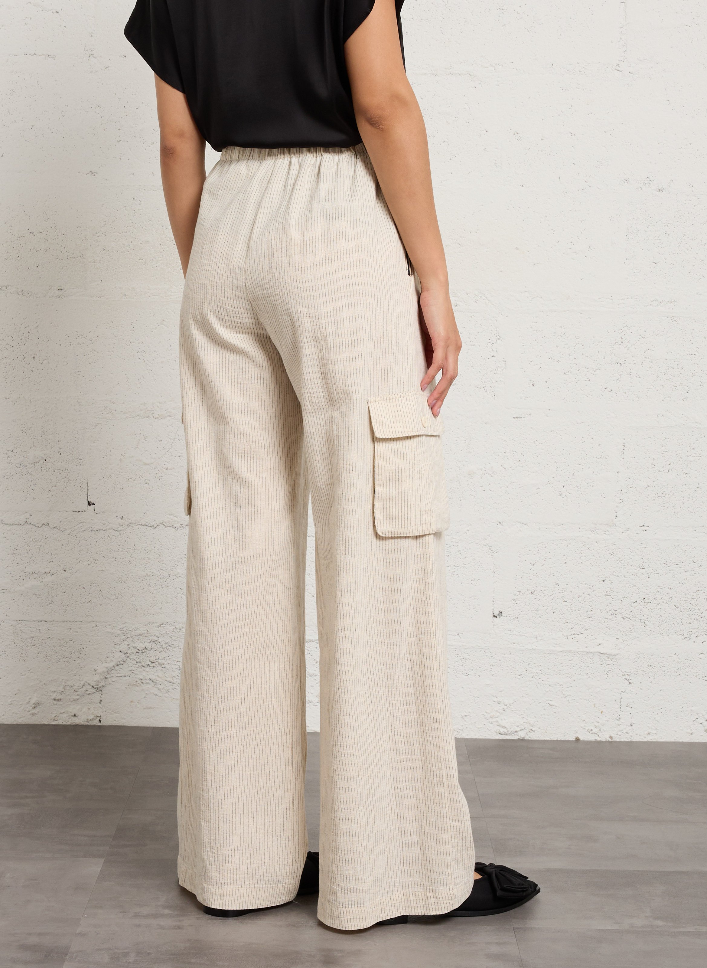 Pantalon large à rayures DIEGA Beige