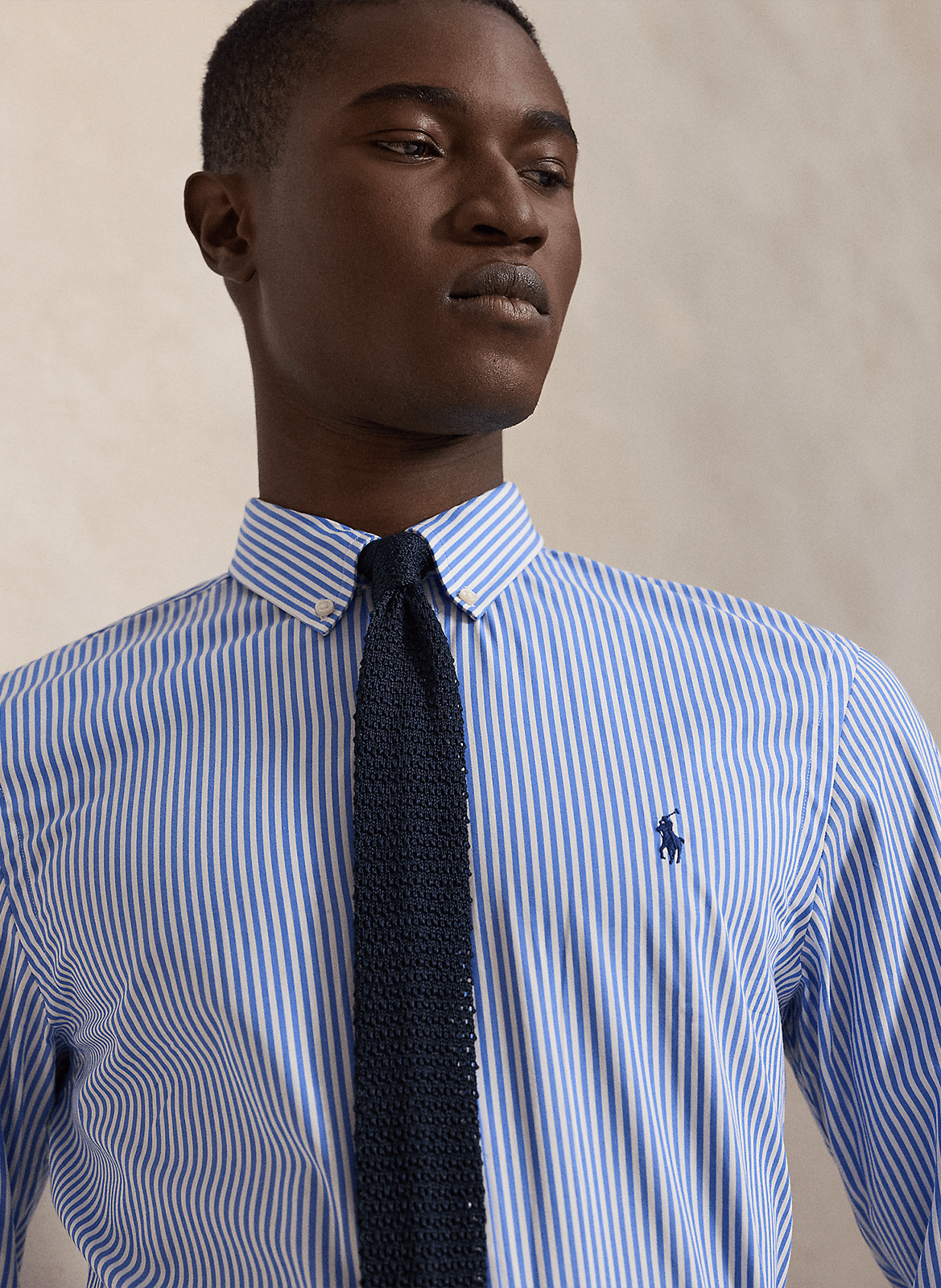 Slim-fit overhemd van stretchkatoen met Amerikaanse kraag POLO RALPH LAUREN Blauw