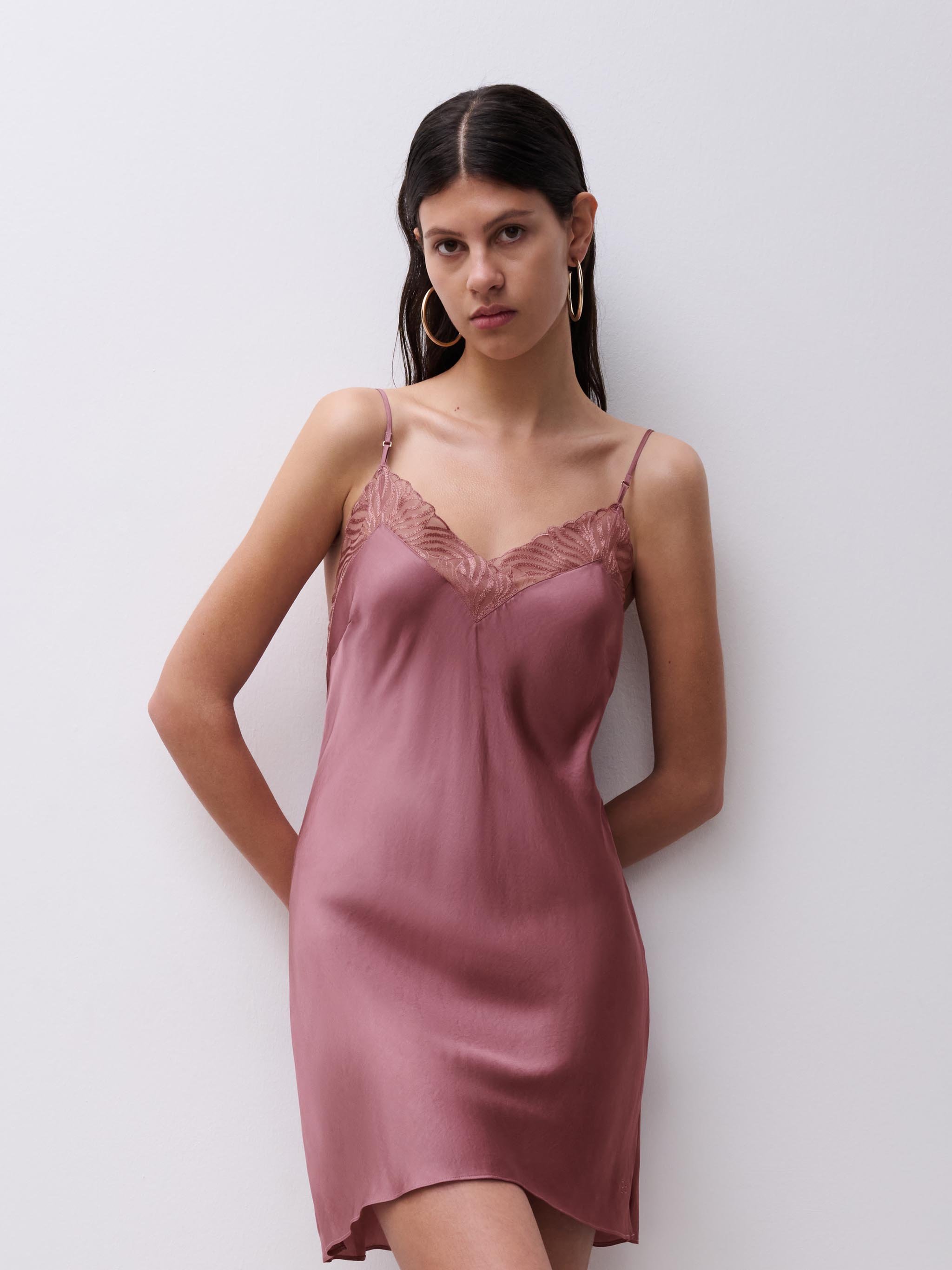 Embroidered nightgown CHANTELLE Brown