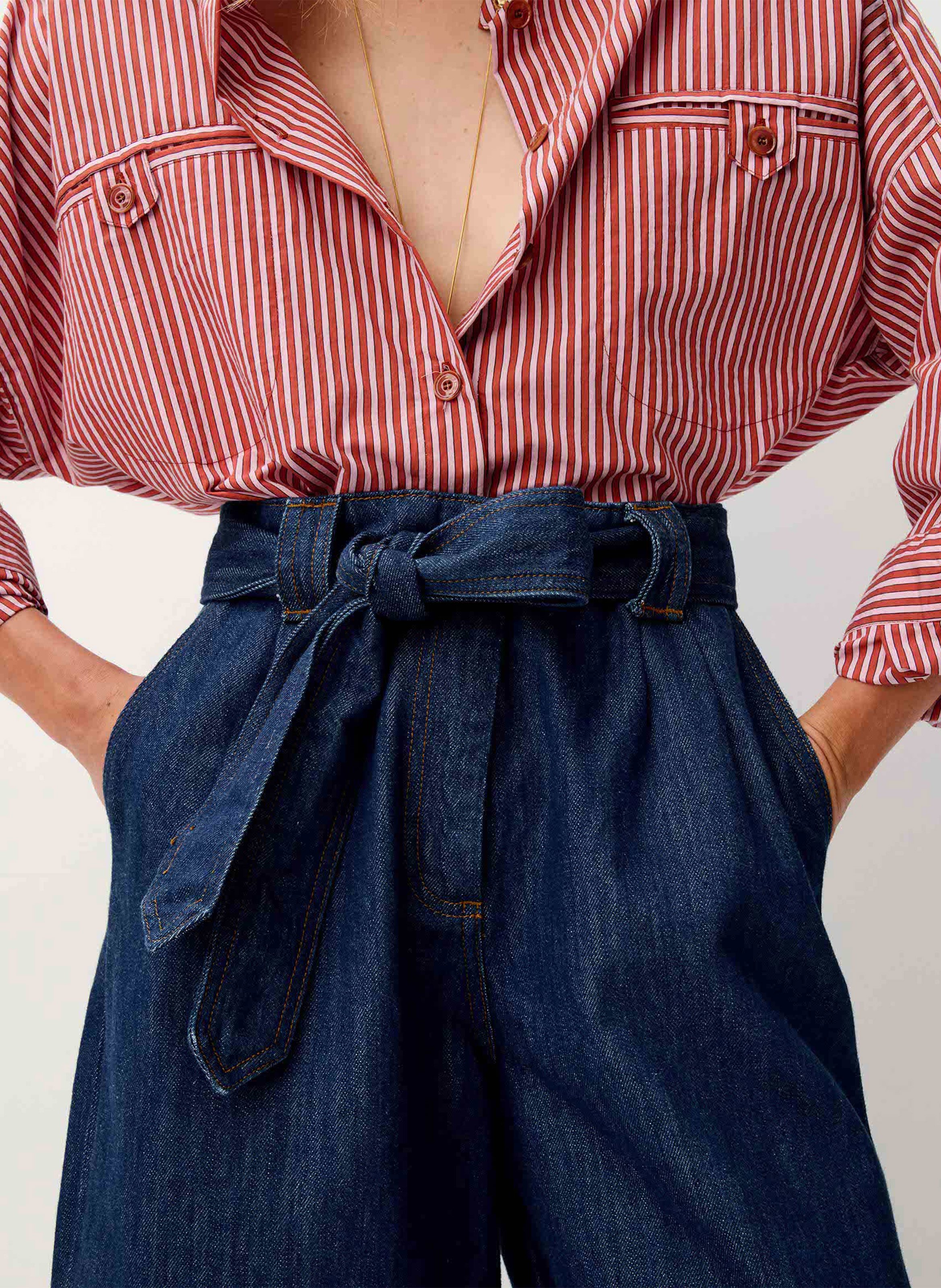 Chemise oversize col mao SESSUN Rose