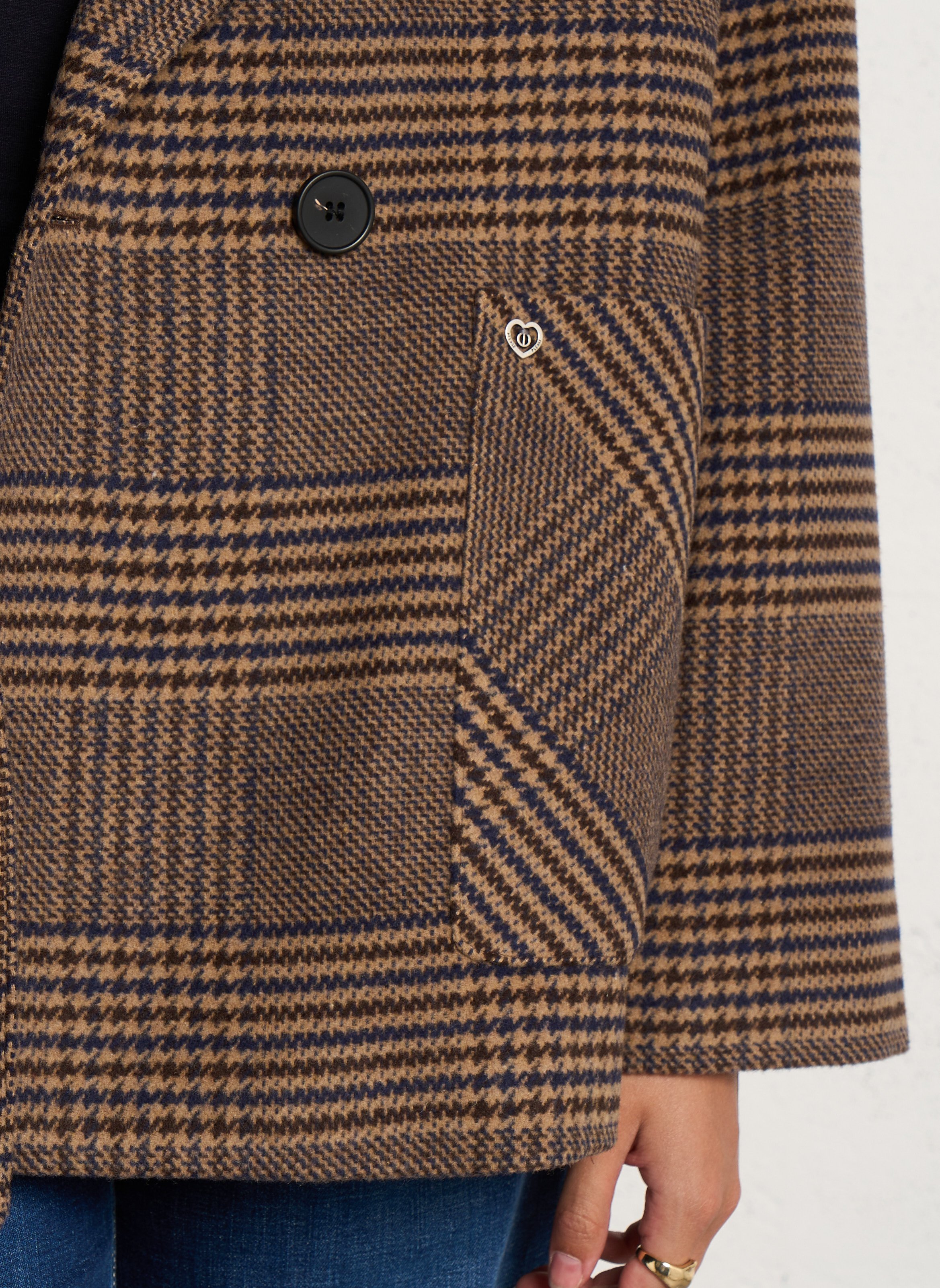 Printed Double-Breasted Coat PLEASE Brown