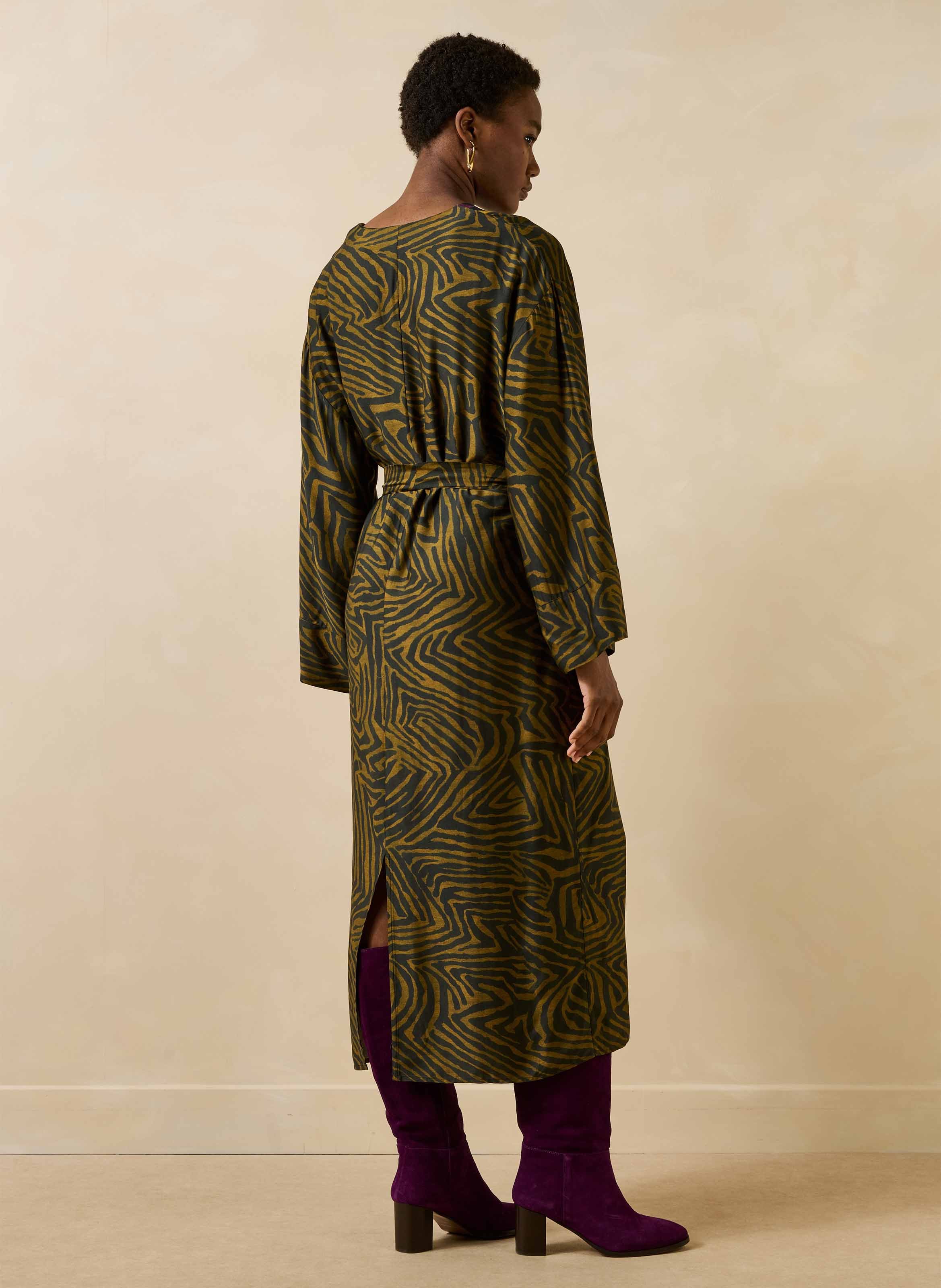 Lange jurk met ceintuur en print LA FEE MARABOUTEE Veelkleurig