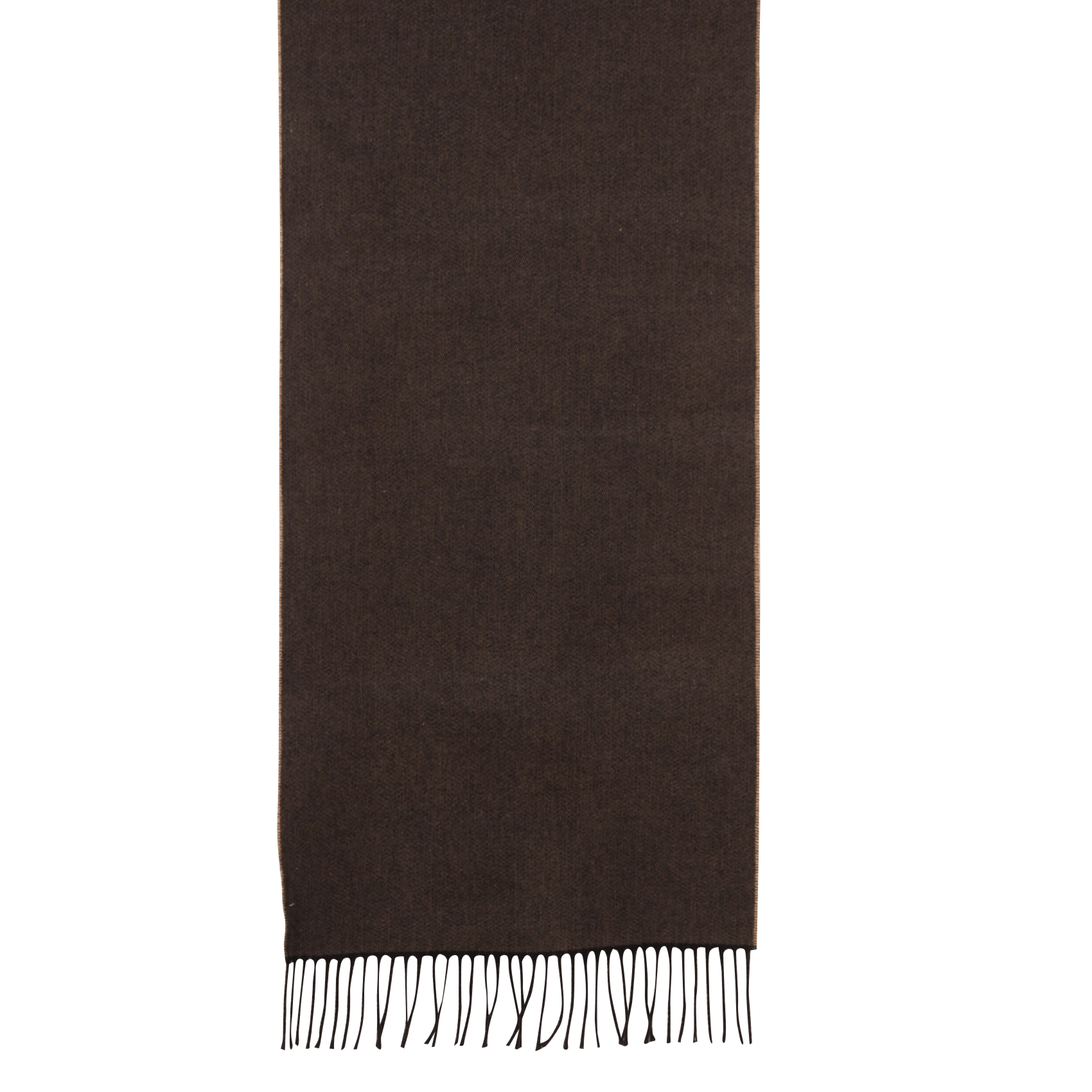 Double-sided fringed scarf in blended cotton HUMILITY Brown