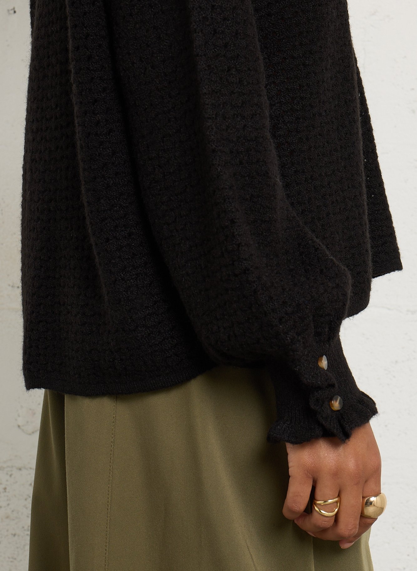Oversized openwork V-neck sweater LA PETITE ETOILE Black