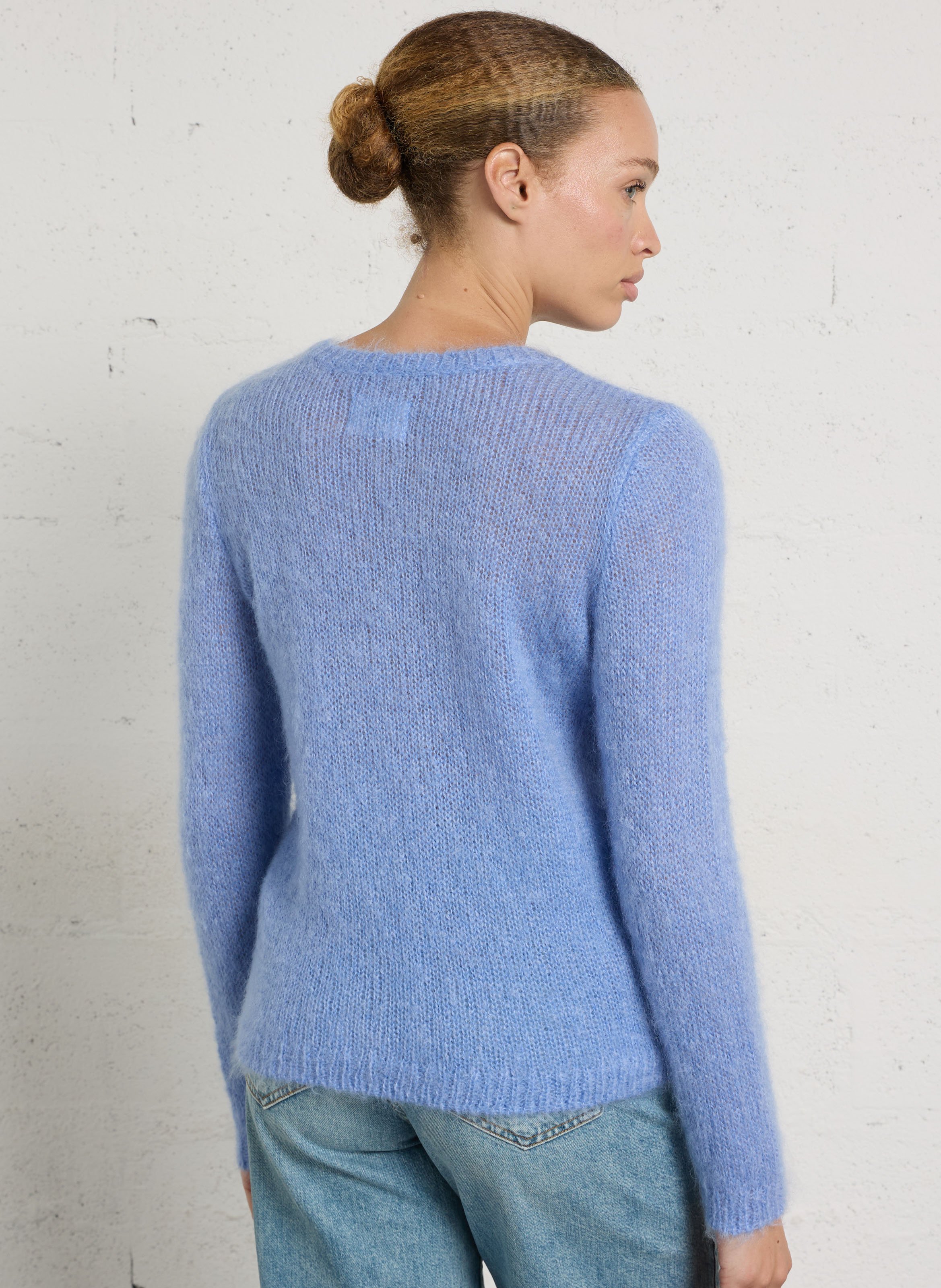 Loose-fit round-neck mohair-blend sweater DES PETITS HAUTS Blue