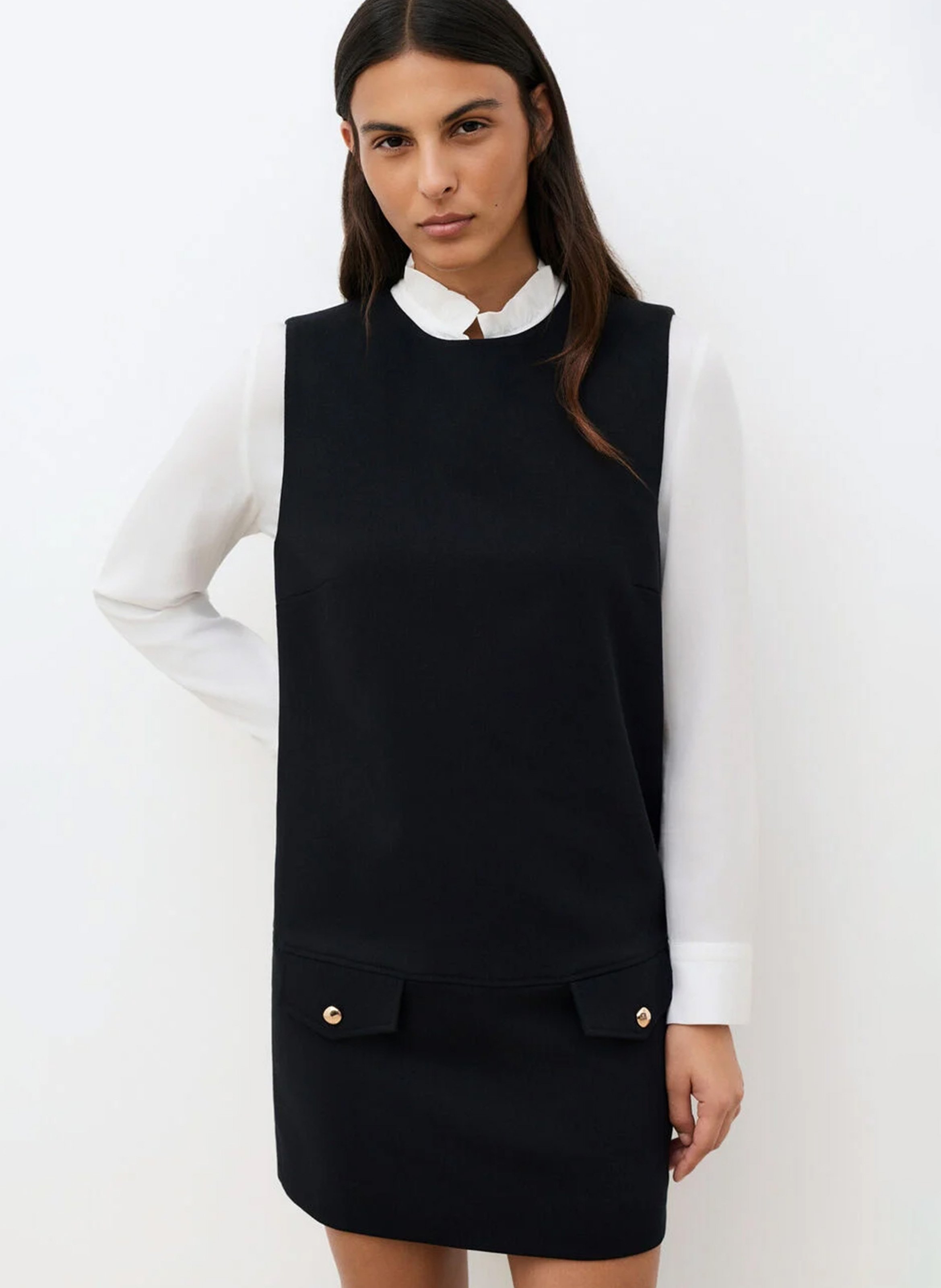 Ärmelloses Kurzkleid mit geradem Schnitt CAROLL Schwarz