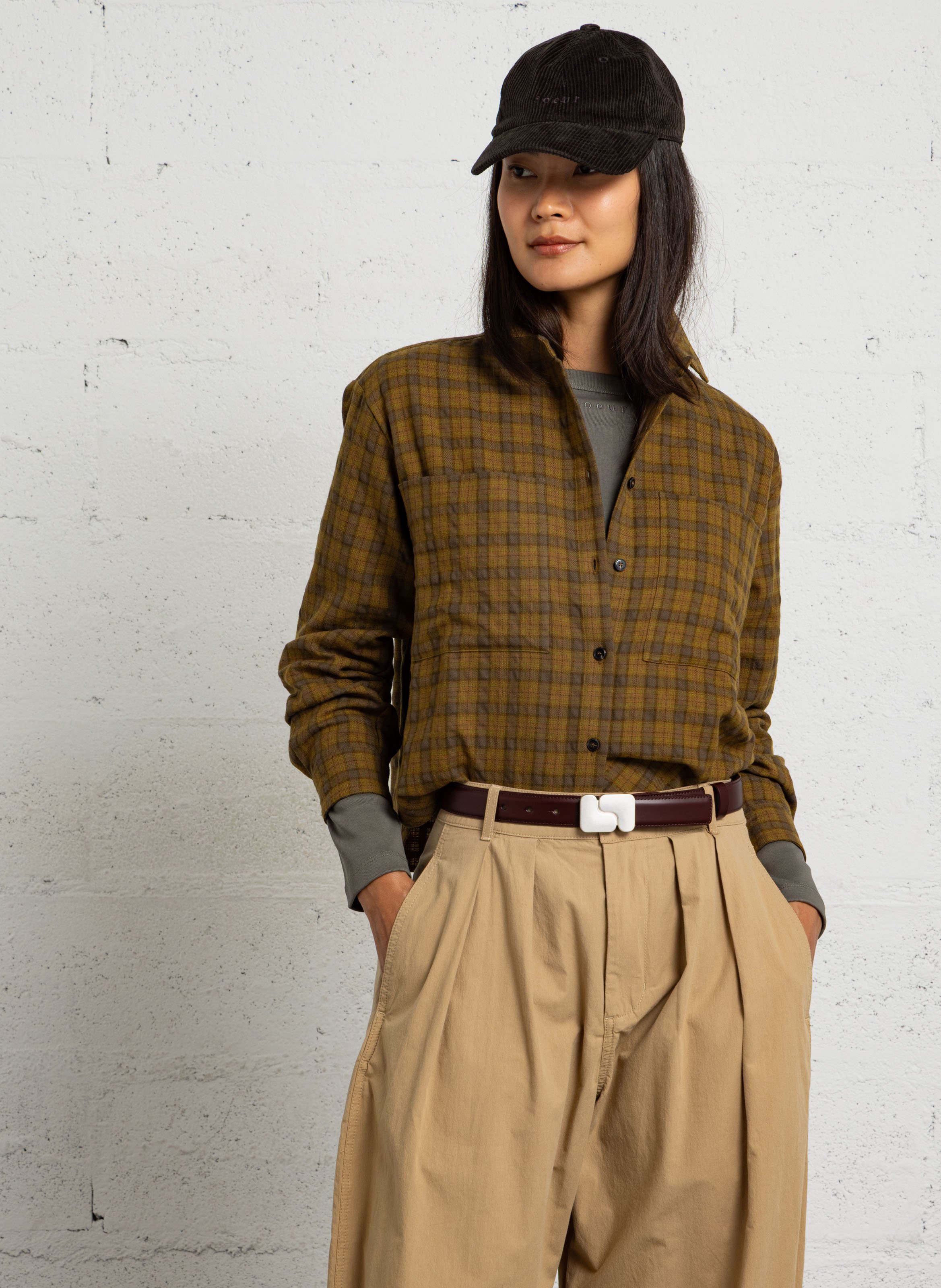 Straight shirt in wool and cotton POMANDERE Multicolored