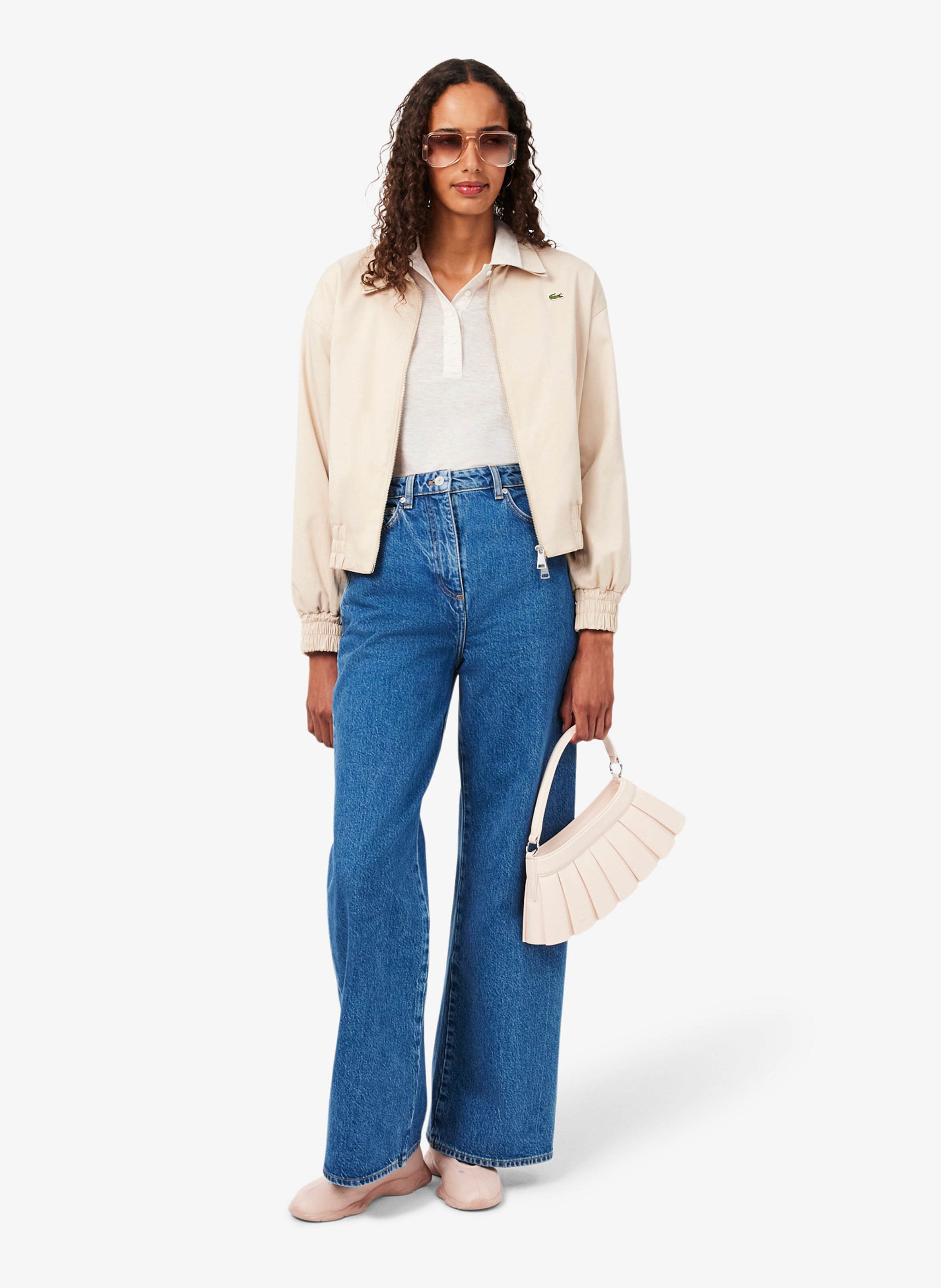 Weite High Waist Jeans aus Baumwolle LACOSTE Blau