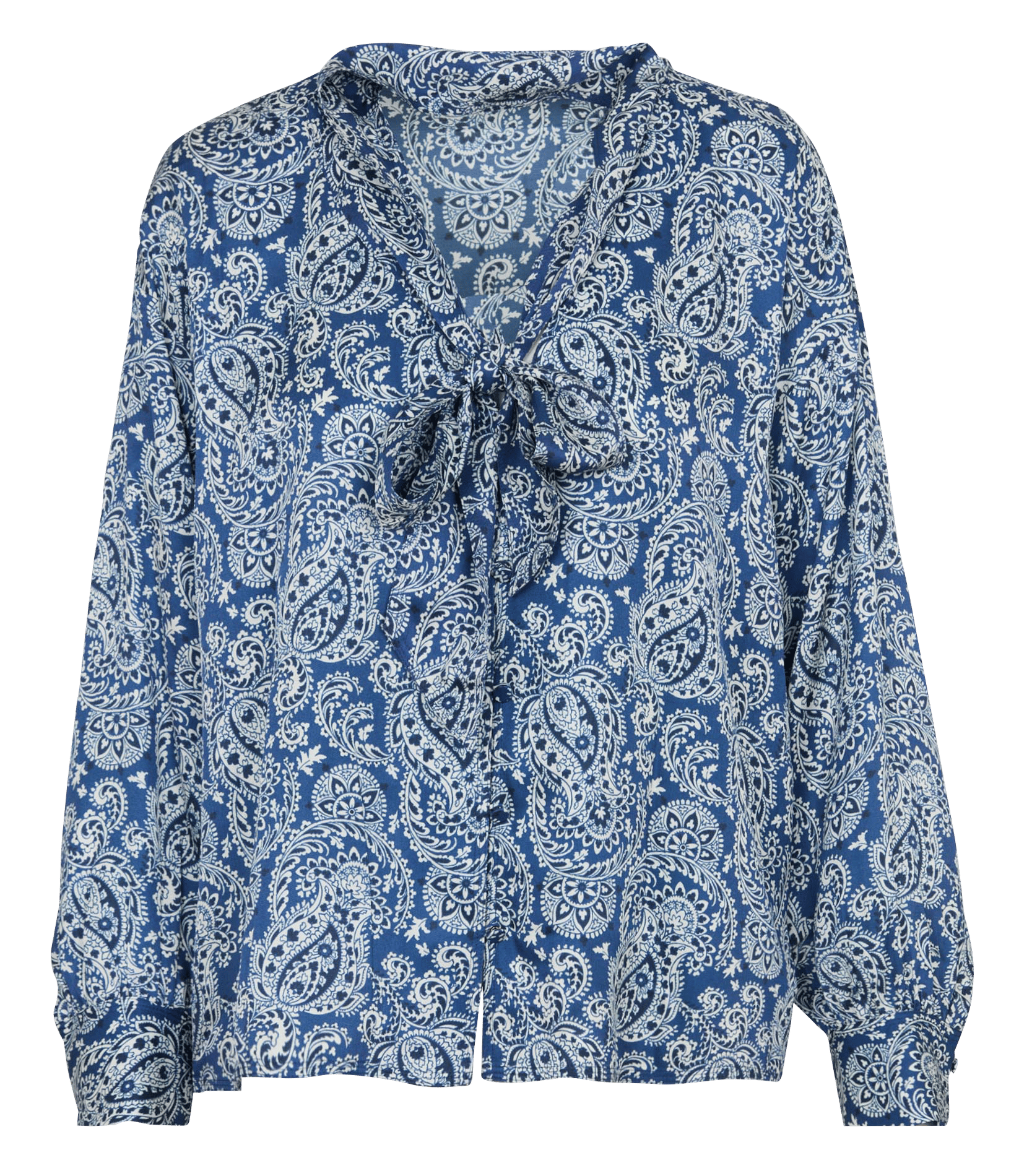 Ruime blouse met lavallière kraag en print ZAPA Blauw