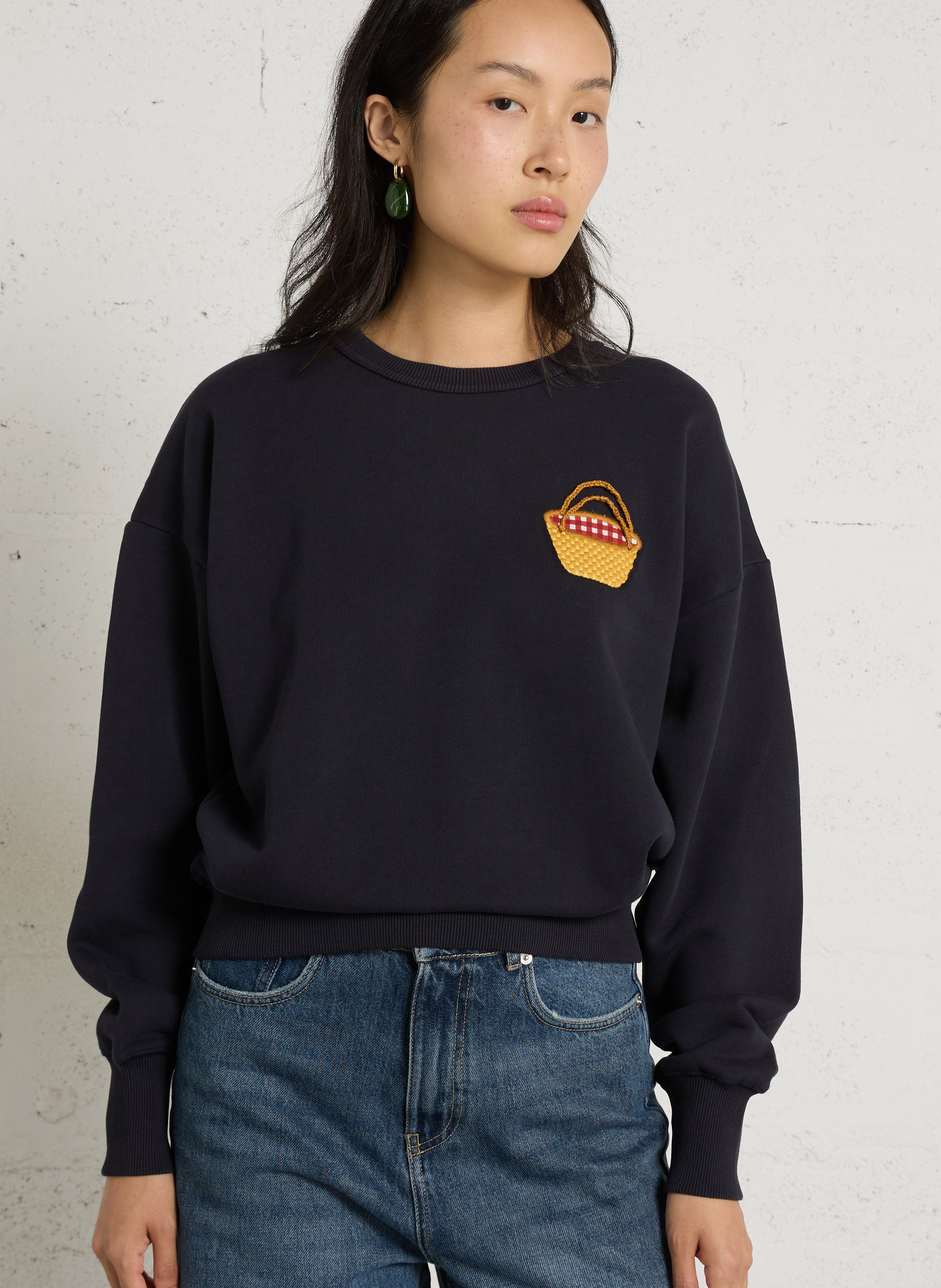Rechte sweater van biologisch katoen THINKING MU Blauw