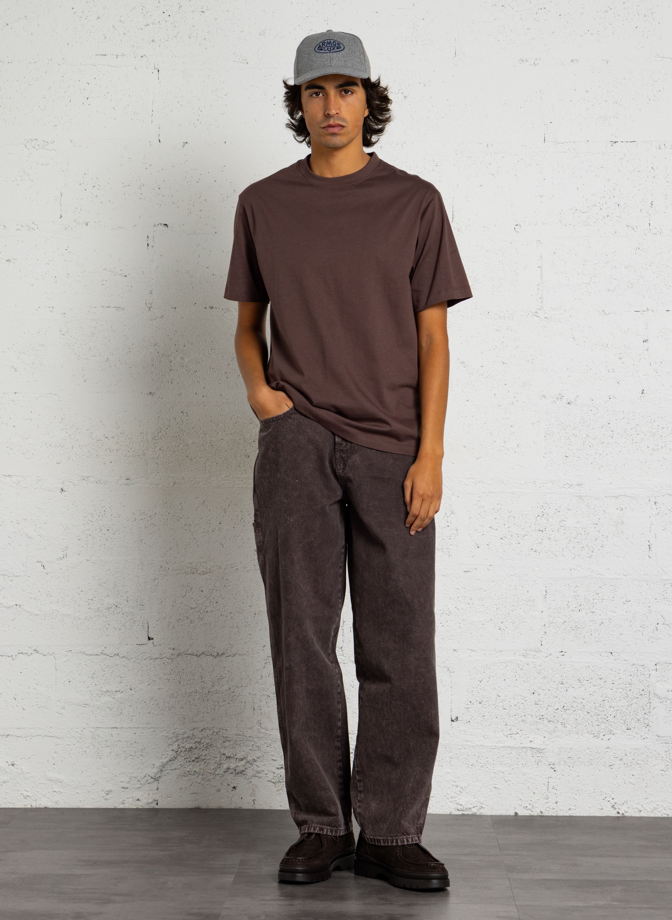 Tee-shirt oversize col rond en coton biologique MINIMUM Marron