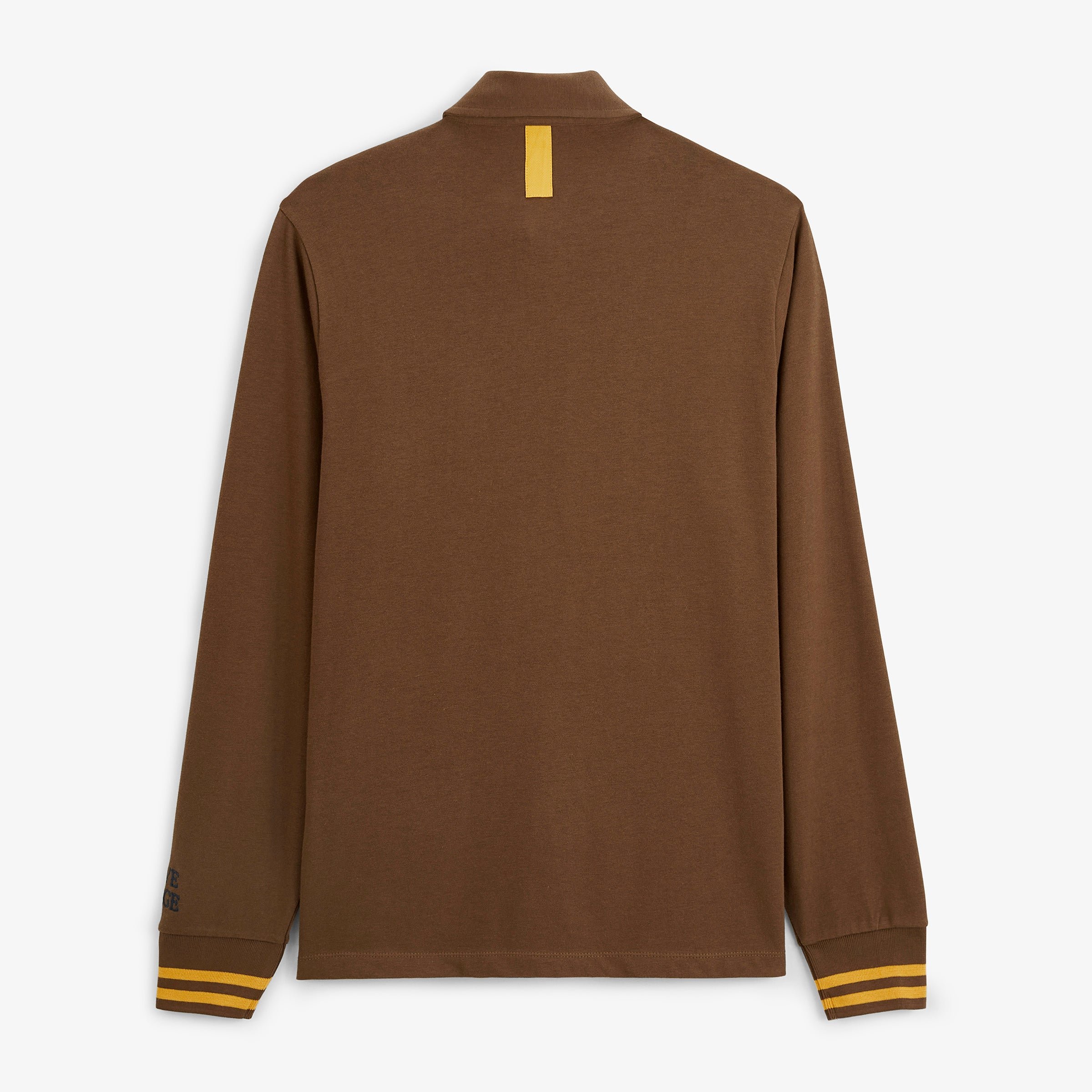 Long-sleeved rugby polo shirt with boucle heart badge SERGE BLANCO Brown