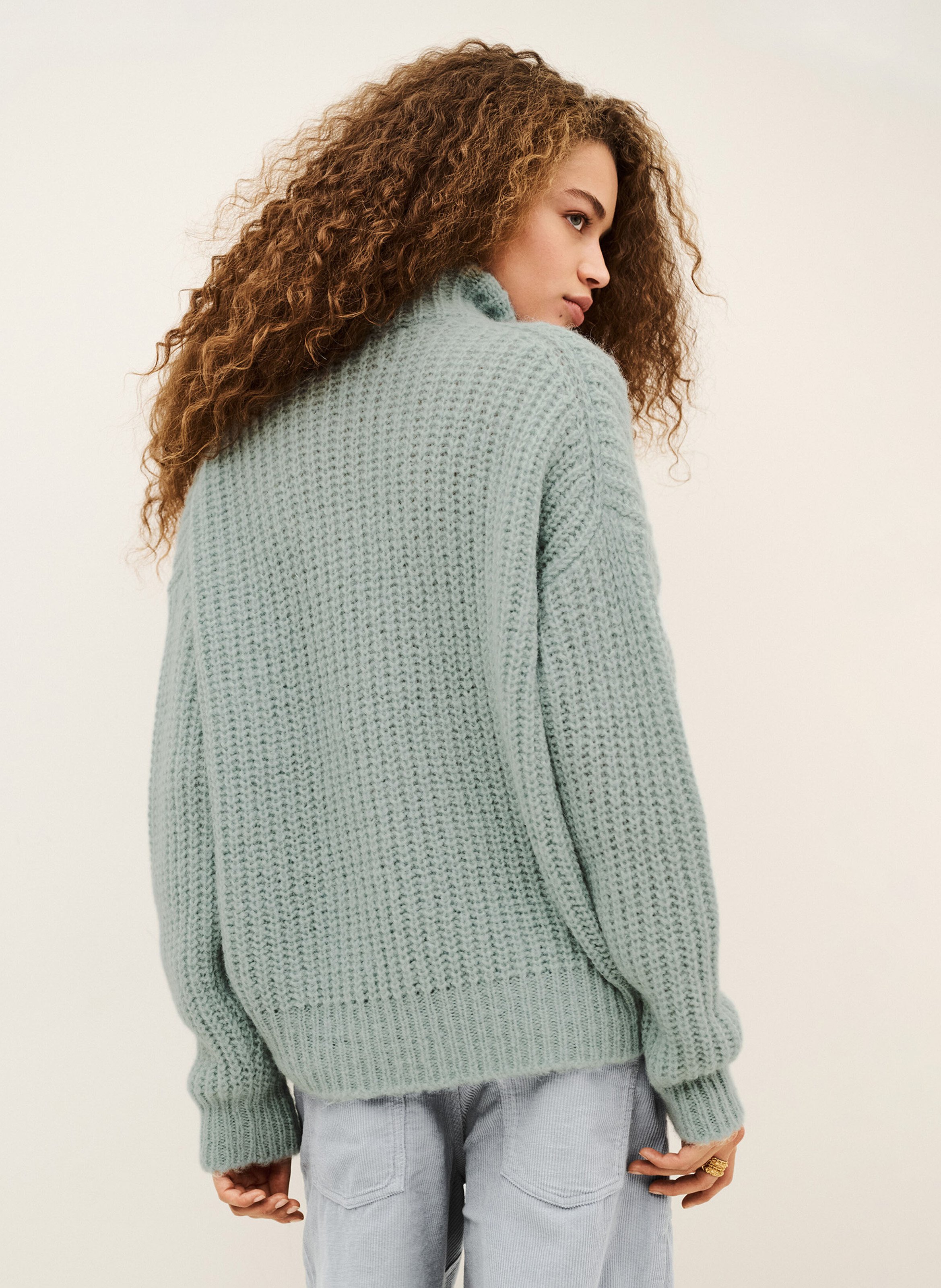Trui met schipperskraag van wolmix | Blauw BA&SH Dames