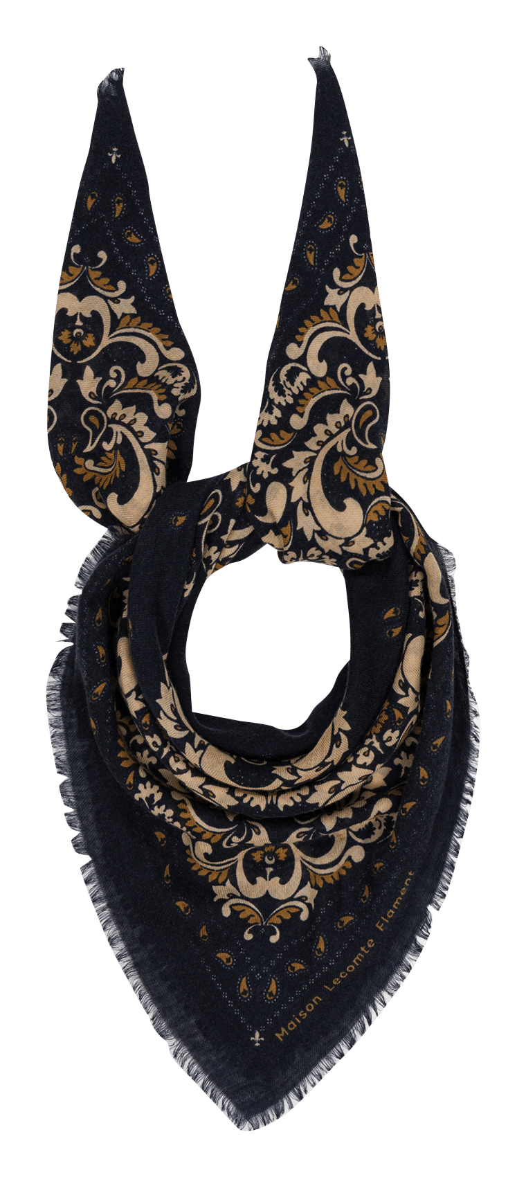Printed wool and cashmere scarf MAISON LECOMTE FLAMENT Blue