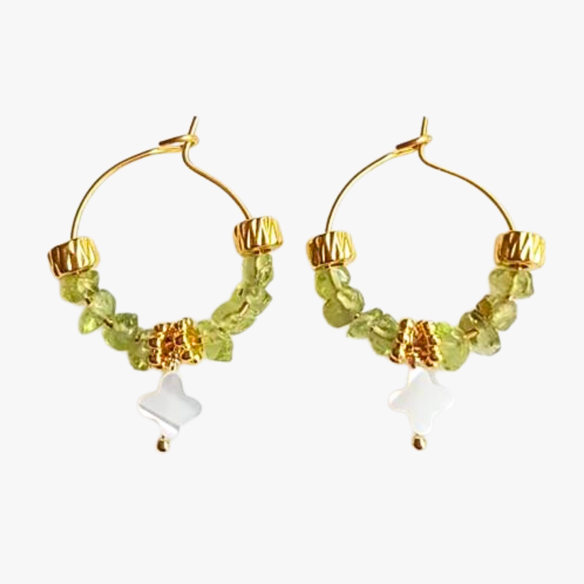Mother-of-pearl and peridot shamrock earrings GINANDGER Green