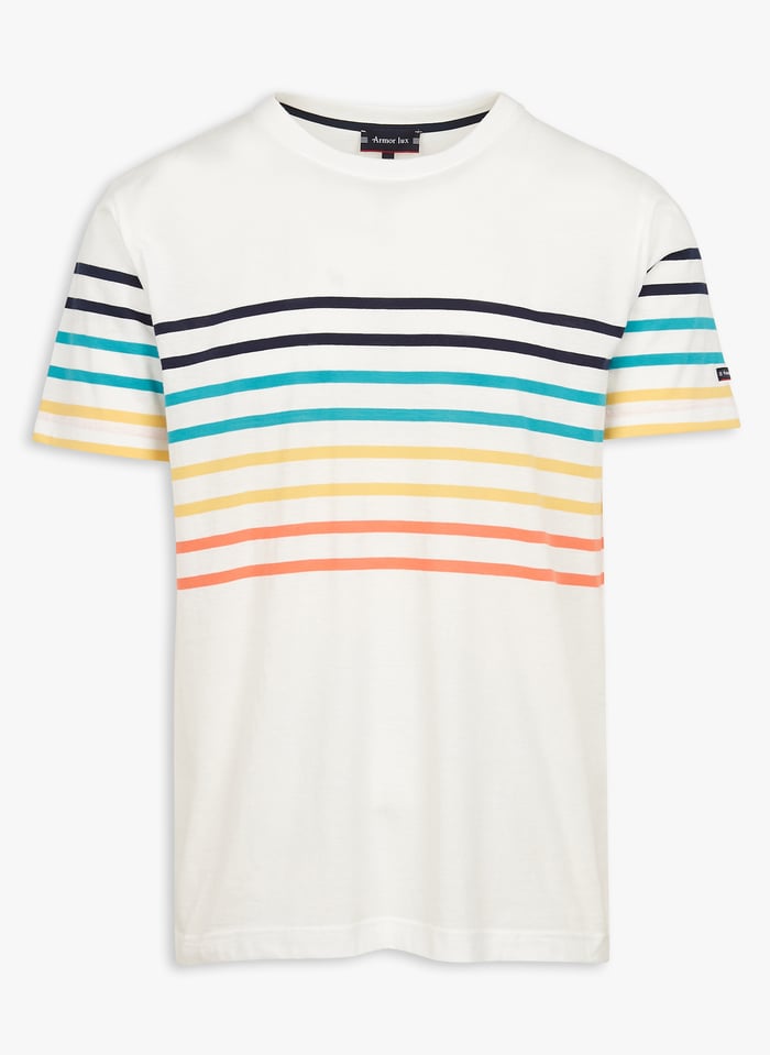 Multicolored Striped knit round neck T shirt