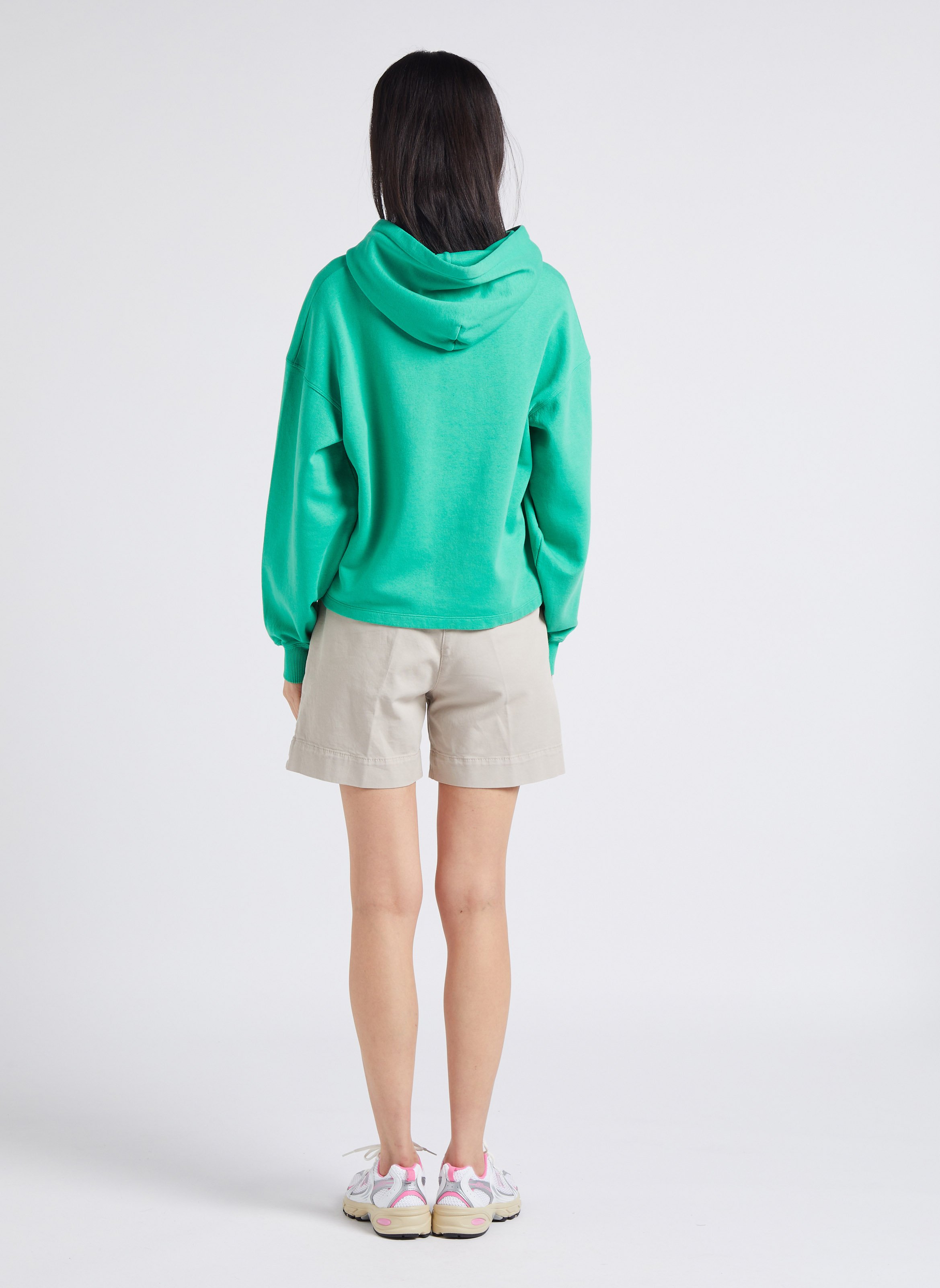 Sweat ample à capuche brodé en coton mélangé MAISON LABICHE Vert